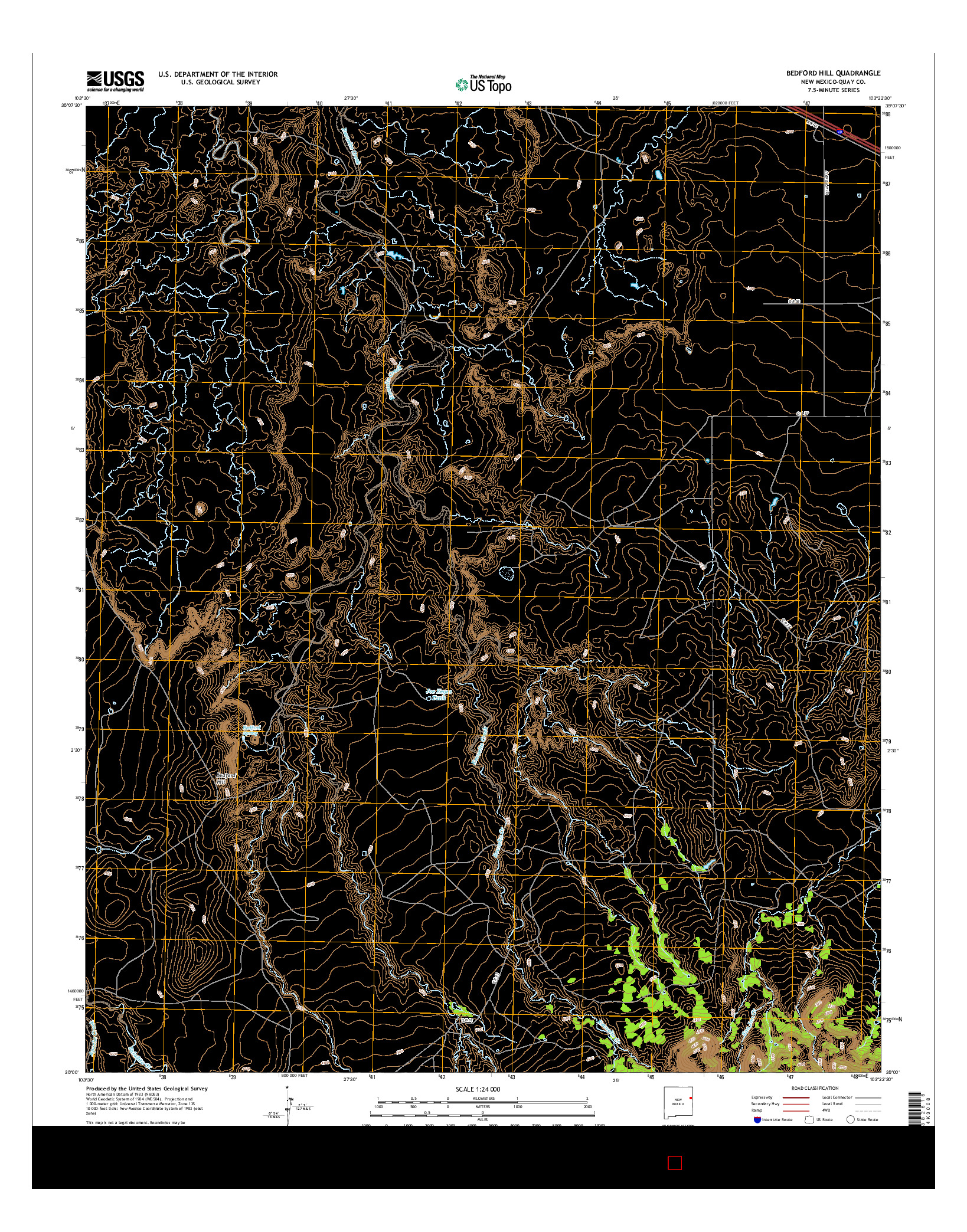 USGS US TOPO 7.5-MINUTE MAP FOR BEDFORD HILL, NM 2017
