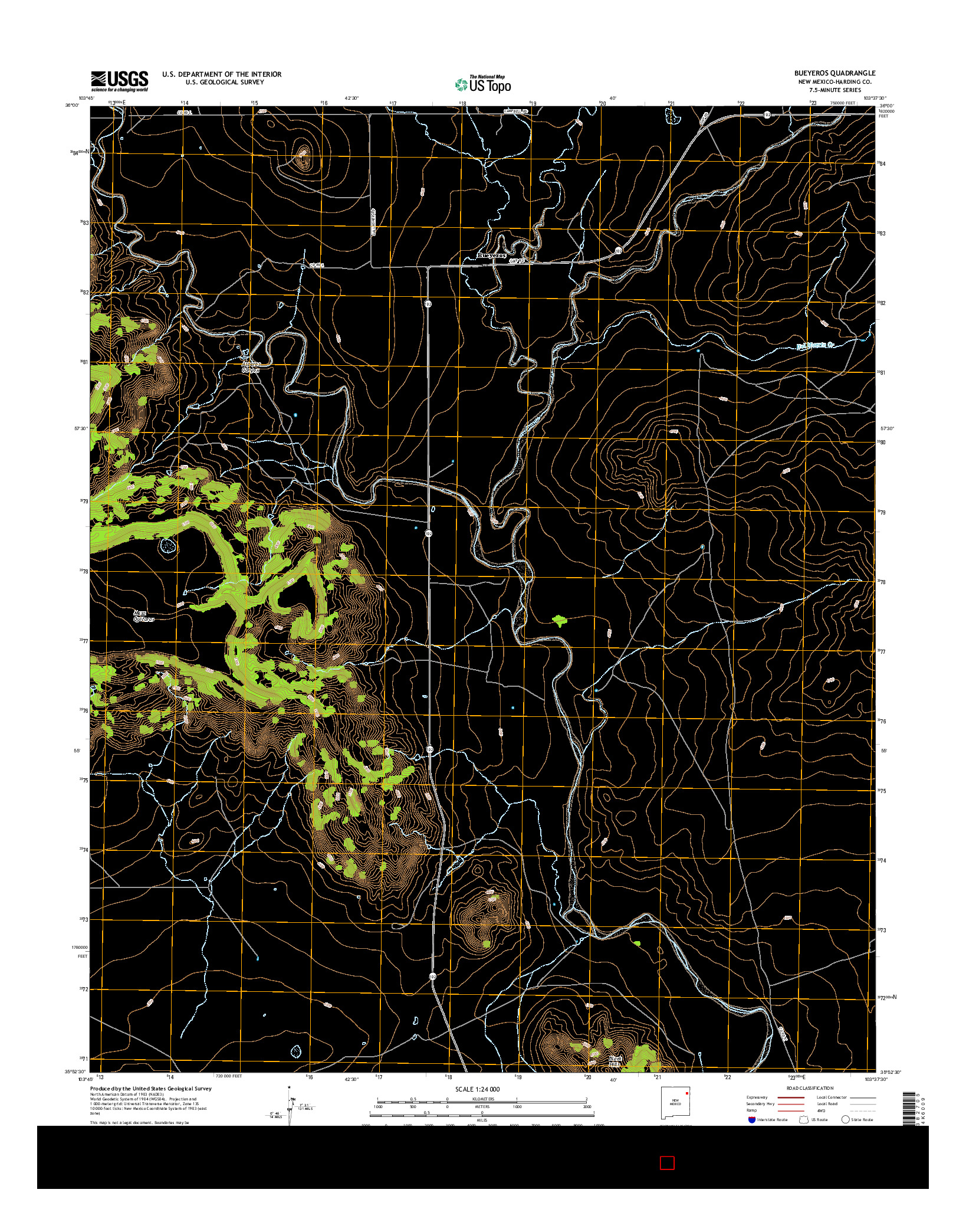 USGS US TOPO 7.5-MINUTE MAP FOR BUEYEROS, NM 2017