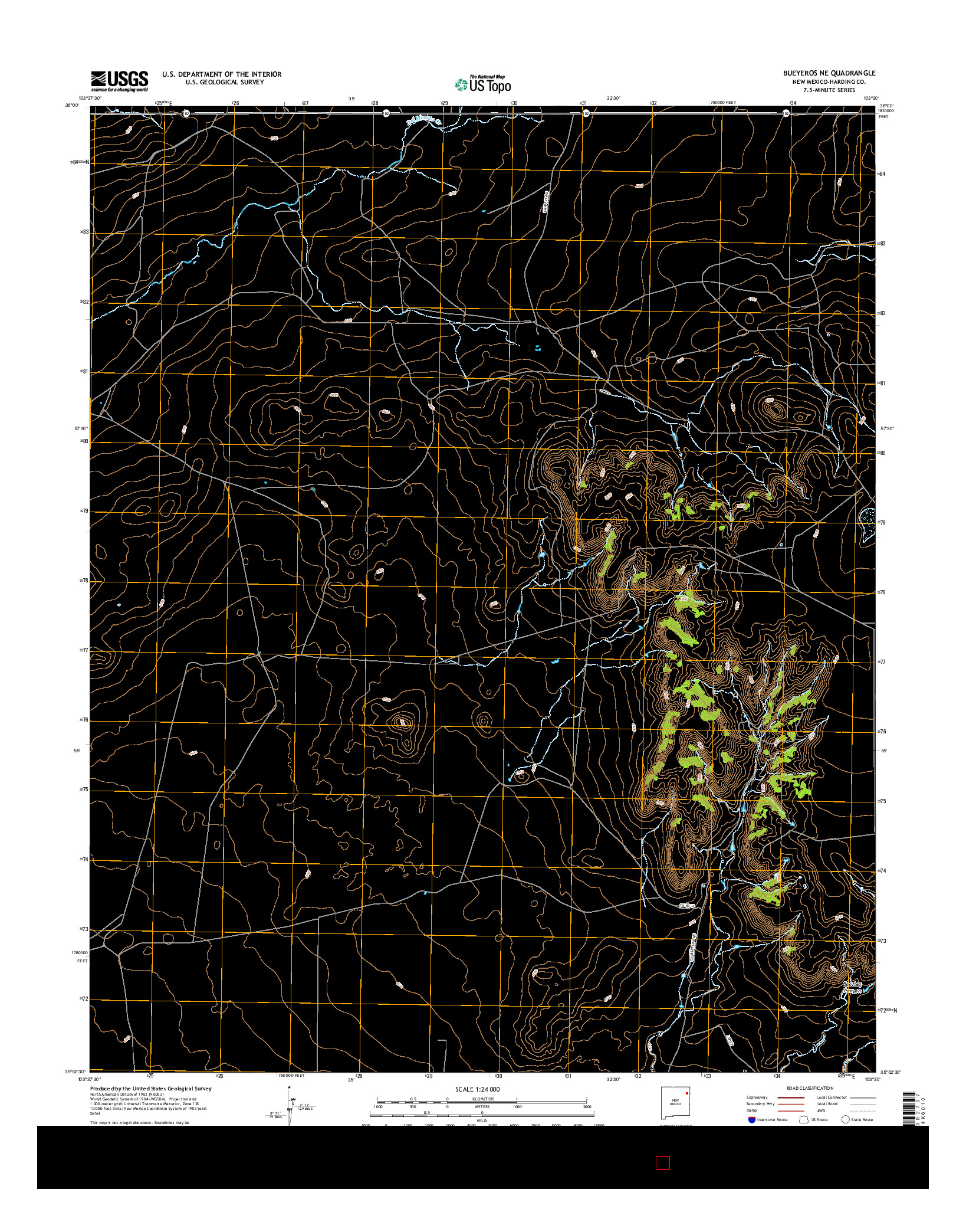 USGS US TOPO 7.5-MINUTE MAP FOR BUEYEROS NE, NM 2017