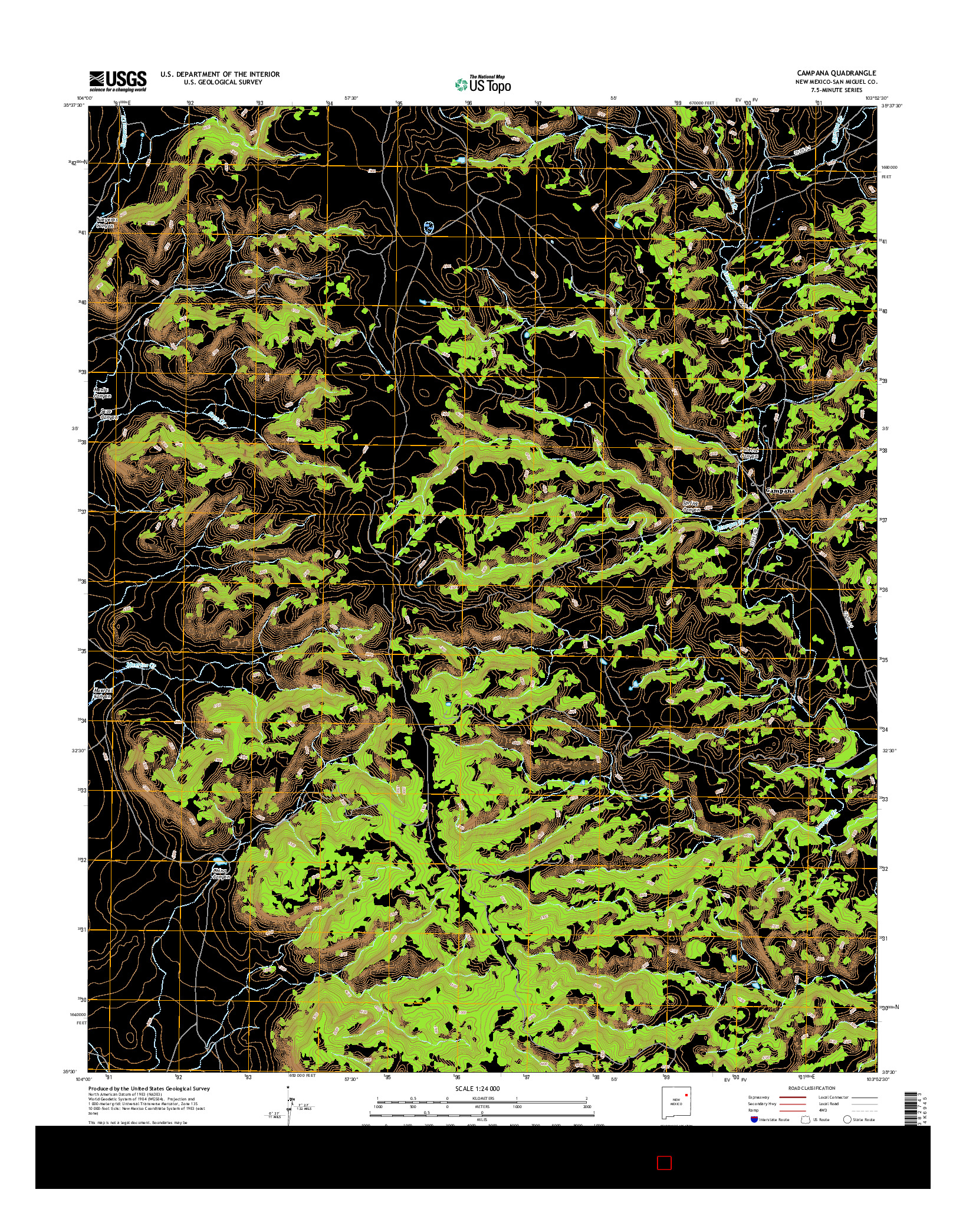 USGS US TOPO 7.5-MINUTE MAP FOR CAMPANA, NM 2017