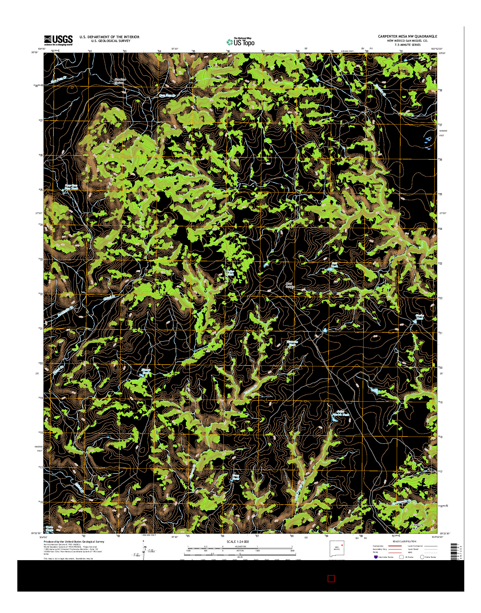 USGS US TOPO 7.5-MINUTE MAP FOR CARPENTER MESA NW, NM 2017