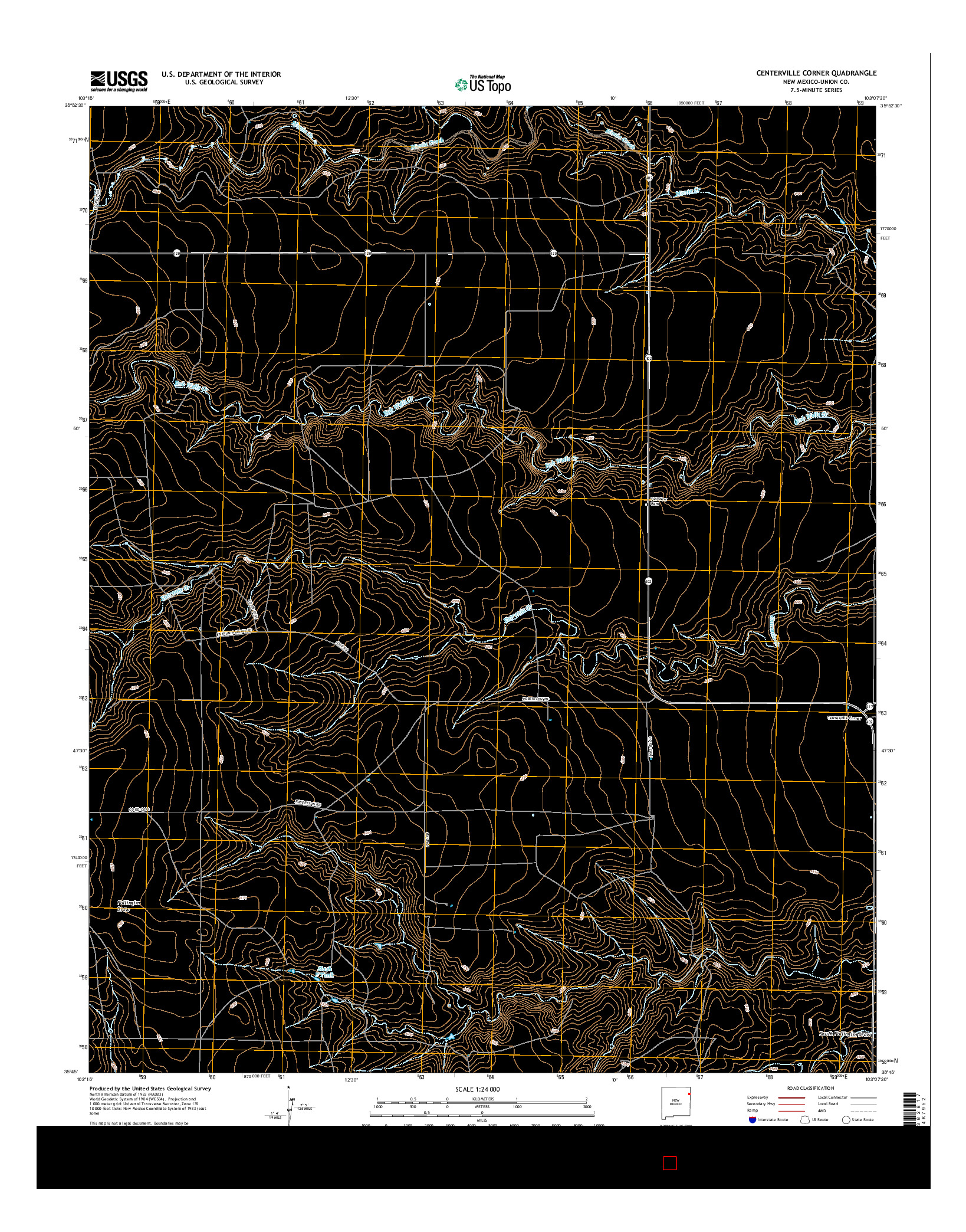 USGS US TOPO 7.5-MINUTE MAP FOR CENTERVILLE CORNER, NM 2017