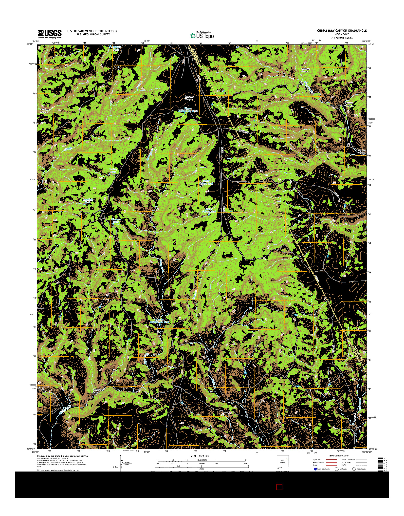 USGS US TOPO 7.5-MINUTE MAP FOR CHINABERRY CANYON, NM 2017