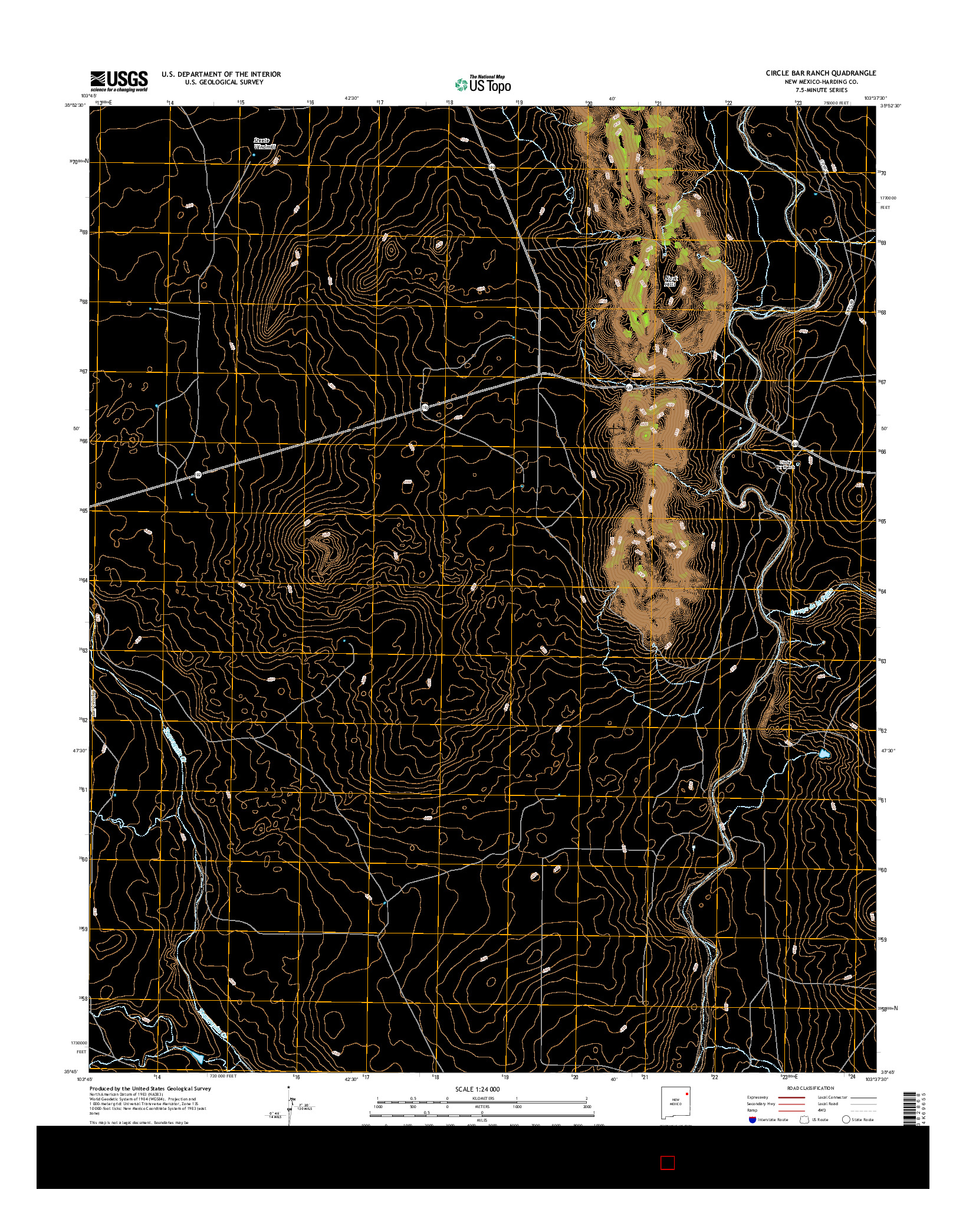 USGS US TOPO 7.5-MINUTE MAP FOR CIRCLE BAR RANCH, NM 2017