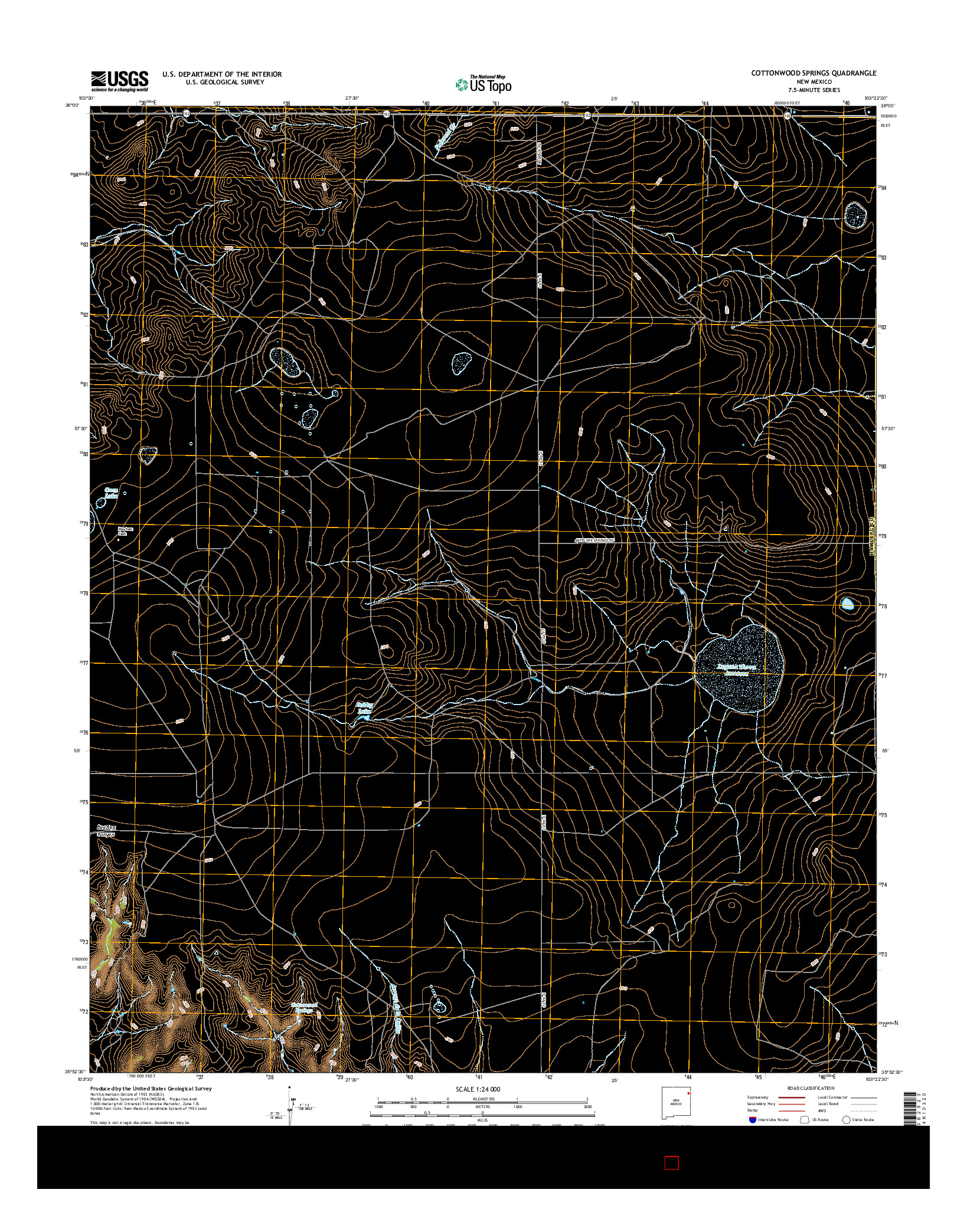 USGS US TOPO 7.5-MINUTE MAP FOR COTTONWOOD SPRINGS, NM 2017