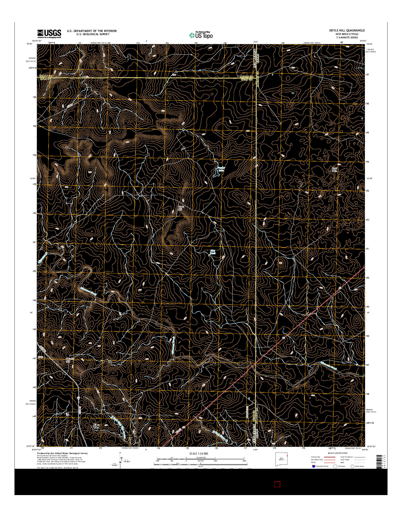 USGS US TOPO 7.5-MINUTE MAP FOR DOYLE HILL, NM-TX 2017