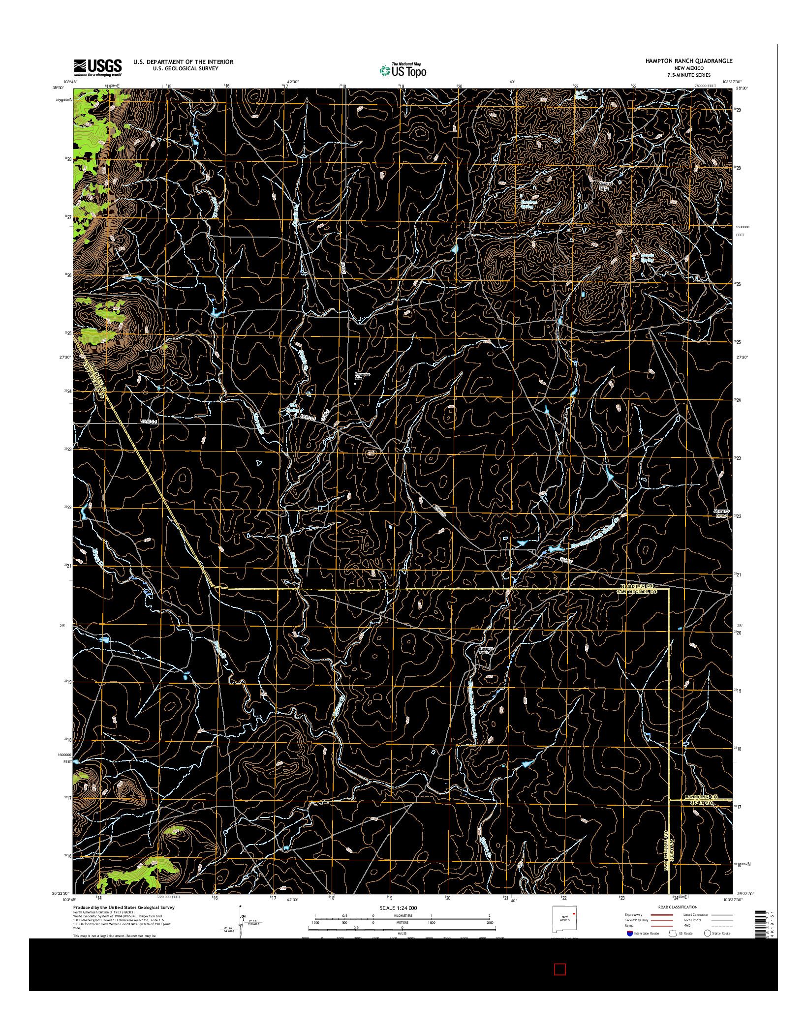 USGS US TOPO 7.5-MINUTE MAP FOR HAMPTON RANCH, NM 2017