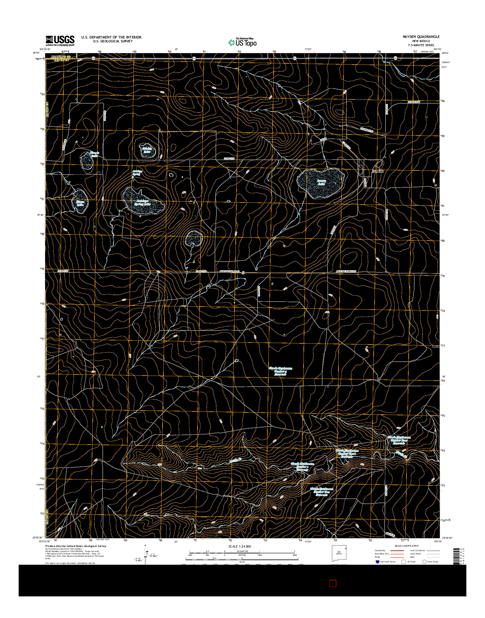 USGS US TOPO 7.5-MINUTE MAP FOR HAYDEN, NM 2017