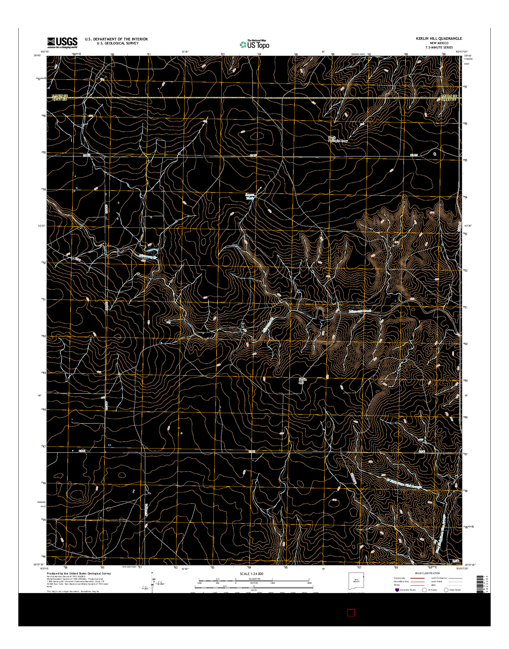 USGS US TOPO 7.5-MINUTE MAP FOR KERLIN HILL, NM 2017