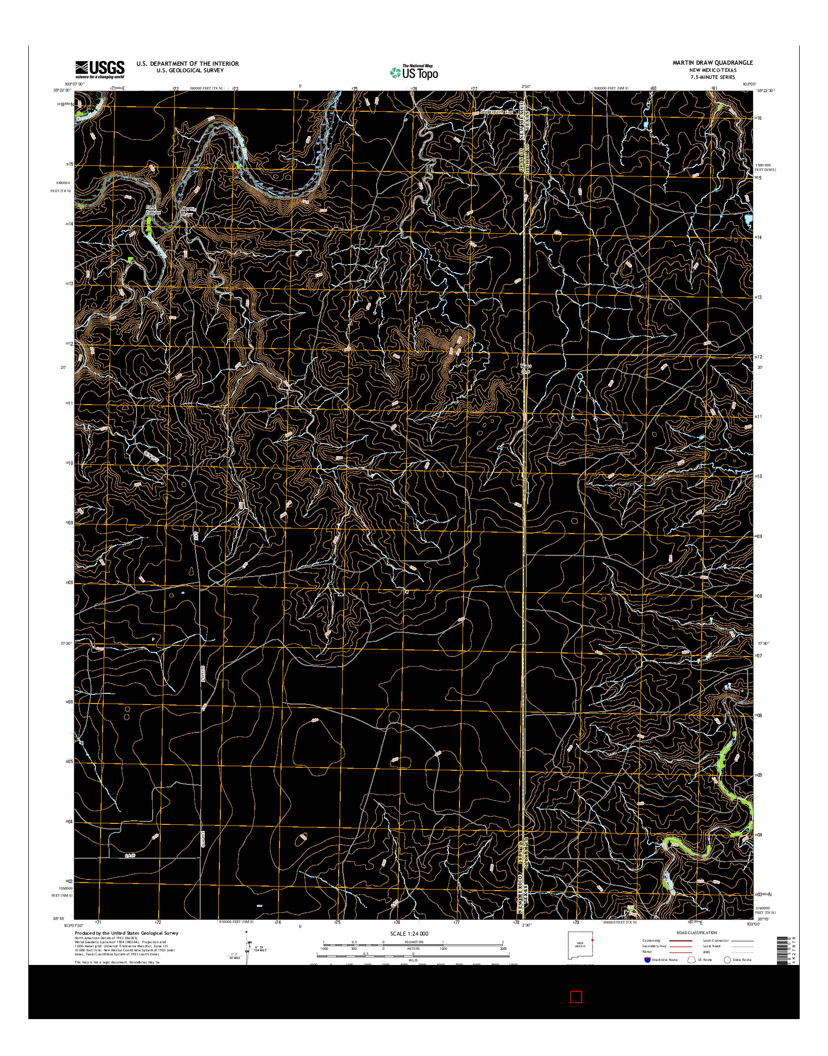 USGS US TOPO 7.5-MINUTE MAP FOR MARTIN DRAW, NM-TX 2017