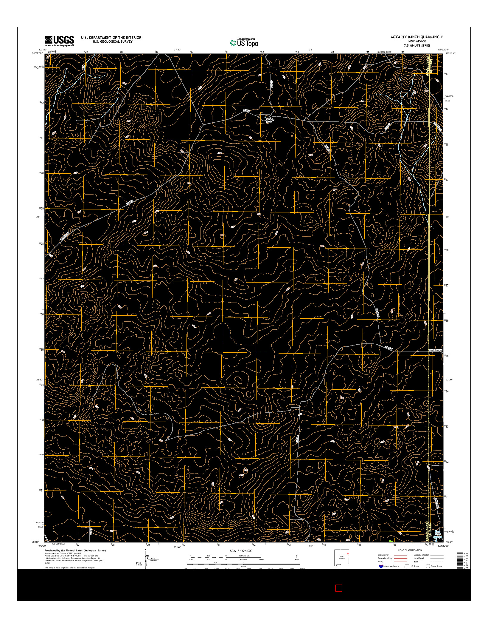 USGS US TOPO 7.5-MINUTE MAP FOR MCCARTY RANCH, NM 2017