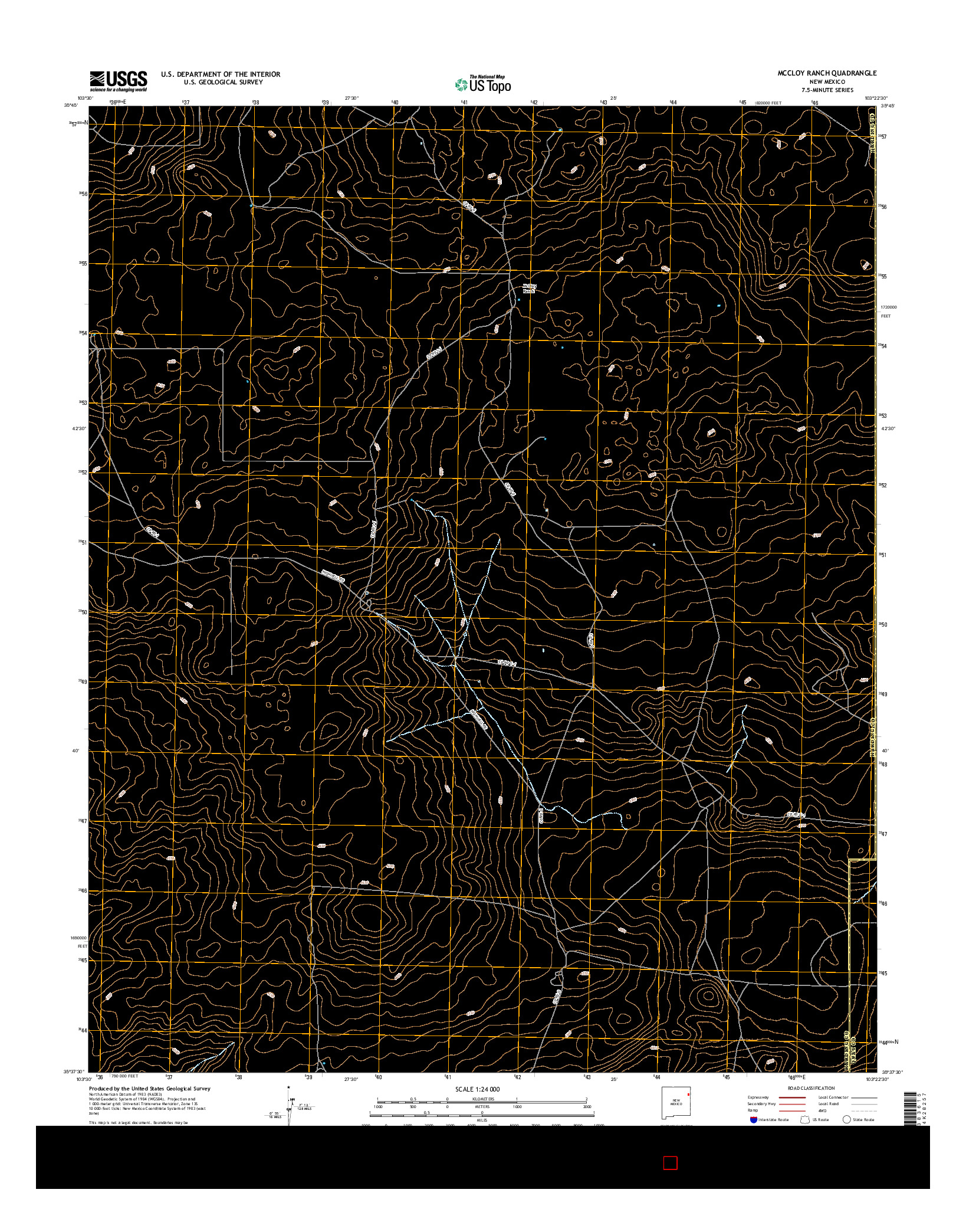 USGS US TOPO 7.5-MINUTE MAP FOR MCCLOY RANCH, NM 2017