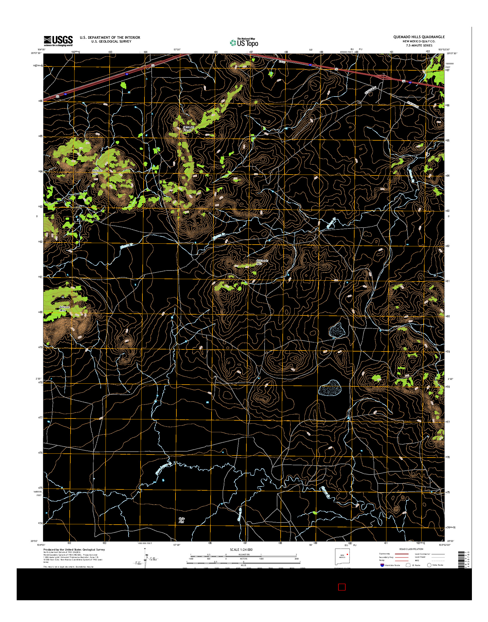 USGS US TOPO 7.5-MINUTE MAP FOR QUEMADO HILLS, NM 2017