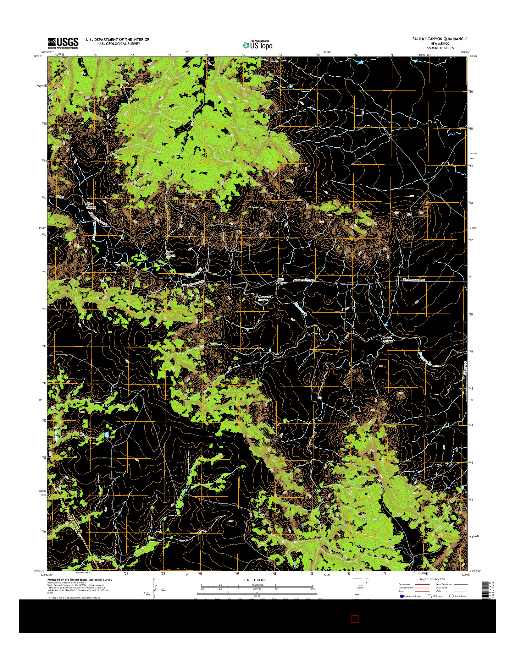 USGS US TOPO 7.5-MINUTE MAP FOR SALITRE CANYON, NM 2017