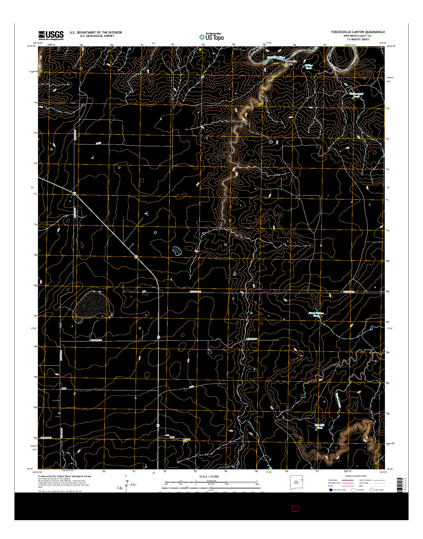 USGS US TOPO 7.5-MINUTE MAP FOR TUSCOCOILLO CANYON, NM 2017