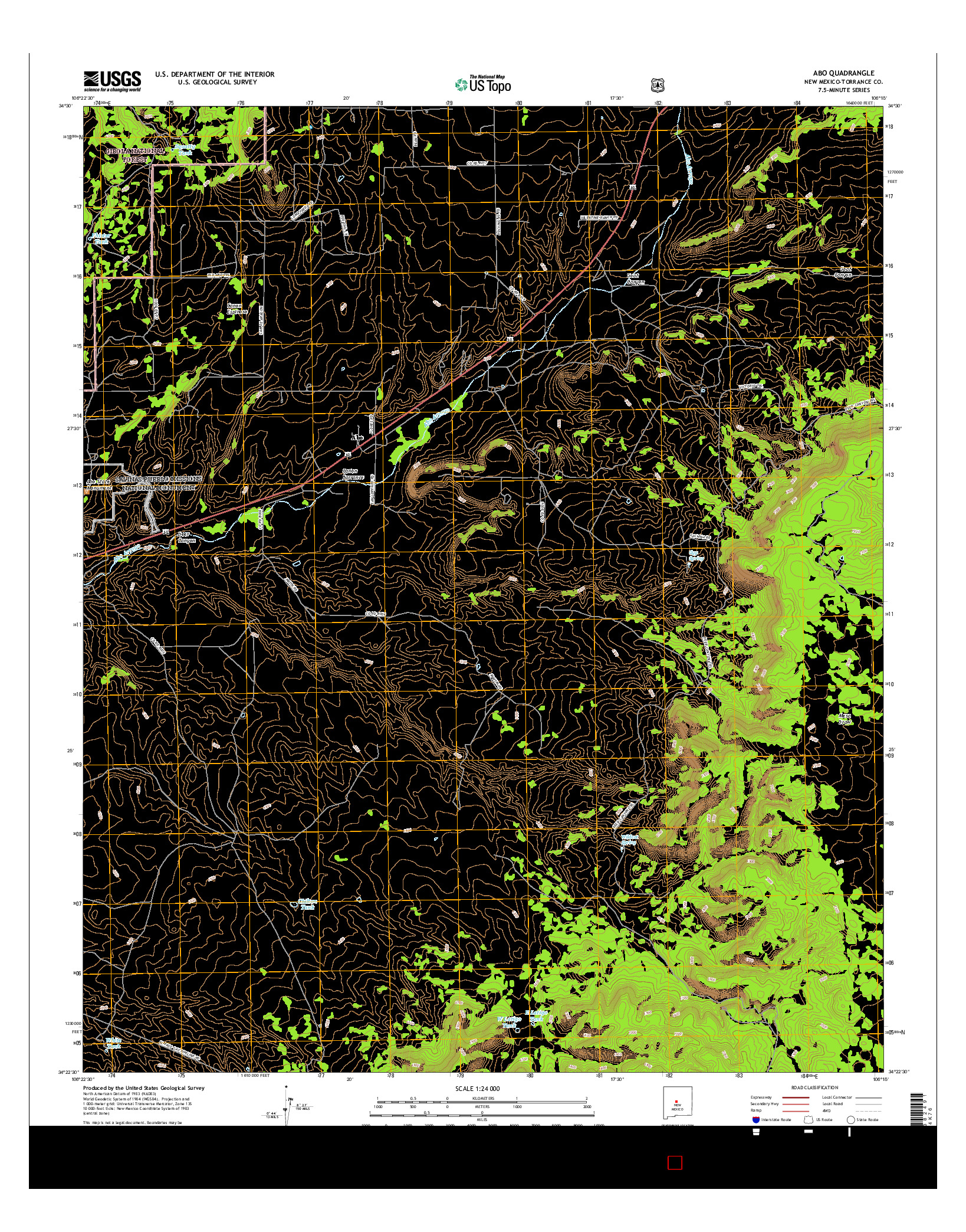 USGS US TOPO 7.5-MINUTE MAP FOR ABO, NM 2017