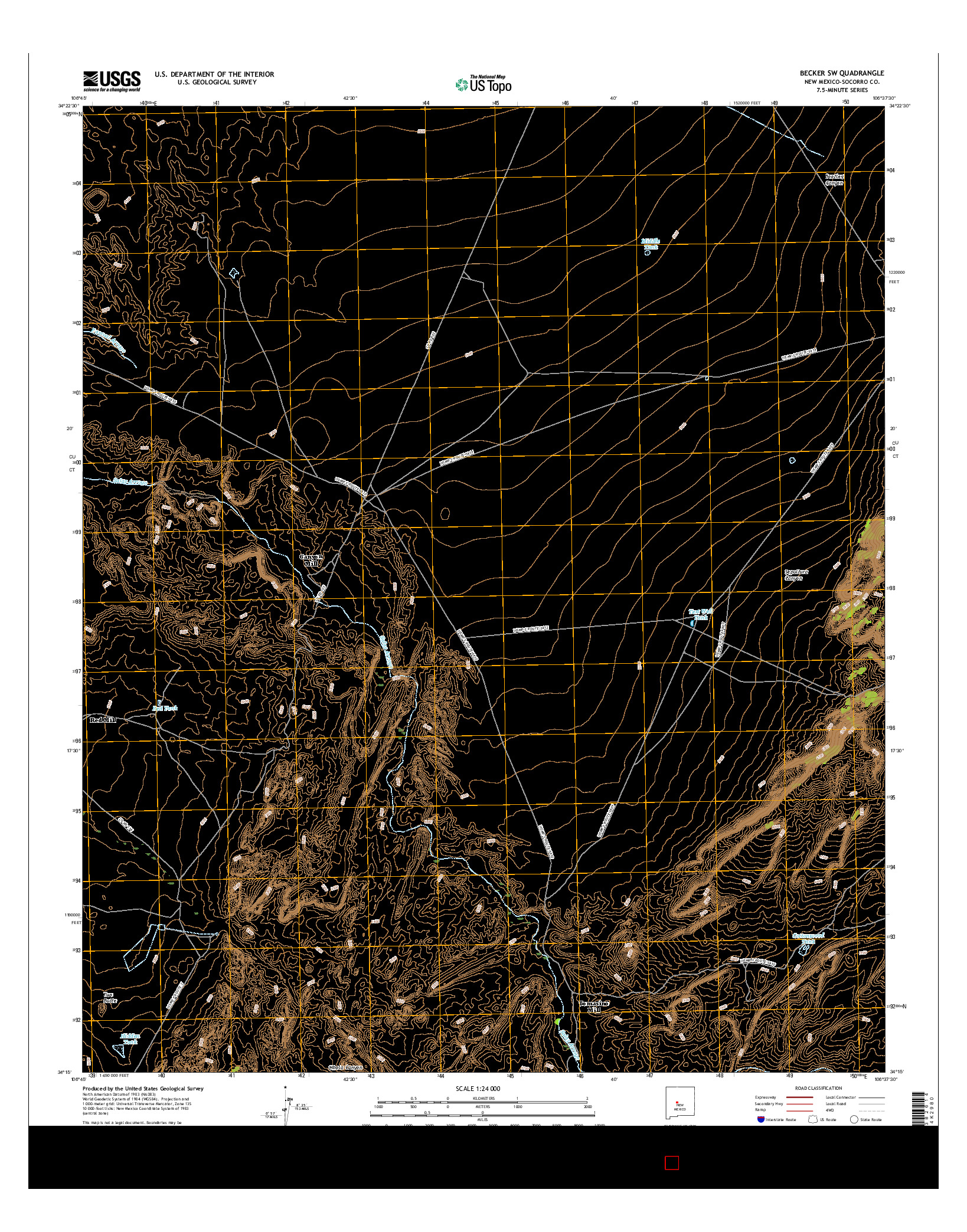 USGS US TOPO 7.5-MINUTE MAP FOR BECKER SW, NM 2017