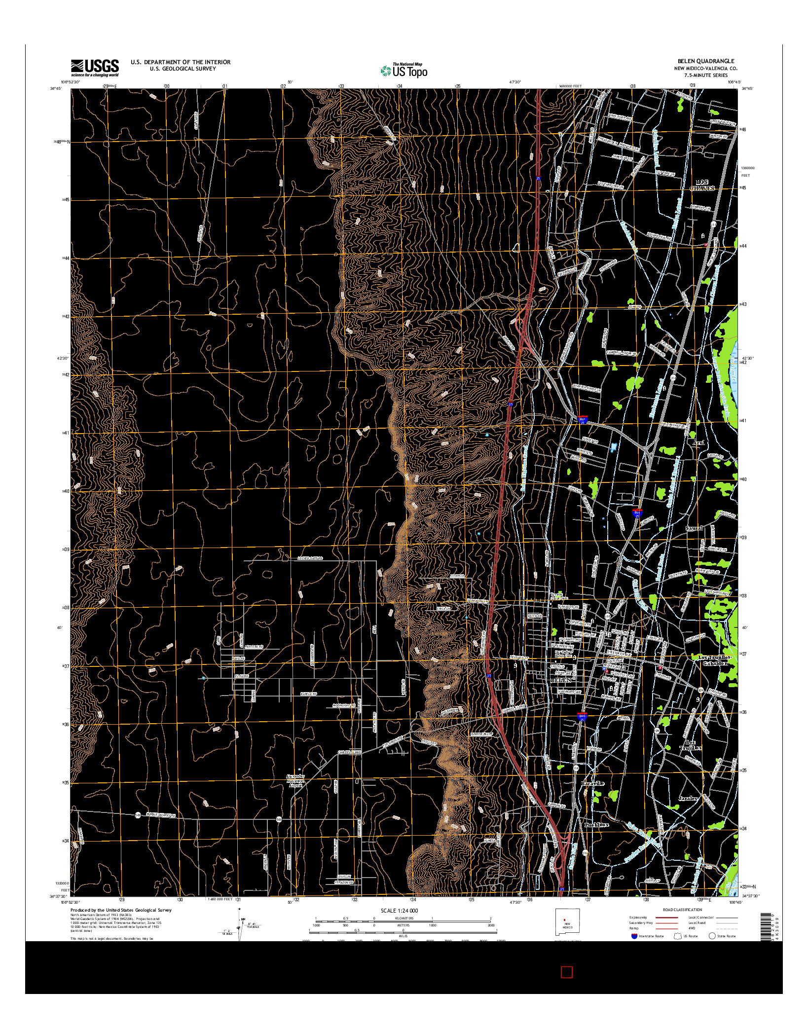 USGS US TOPO 7.5-MINUTE MAP FOR BELEN, NM 2017