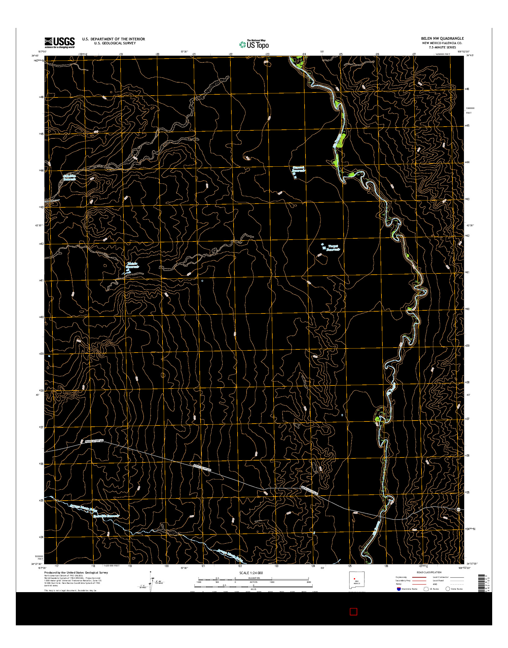 USGS US TOPO 7.5-MINUTE MAP FOR BELEN NW, NM 2017