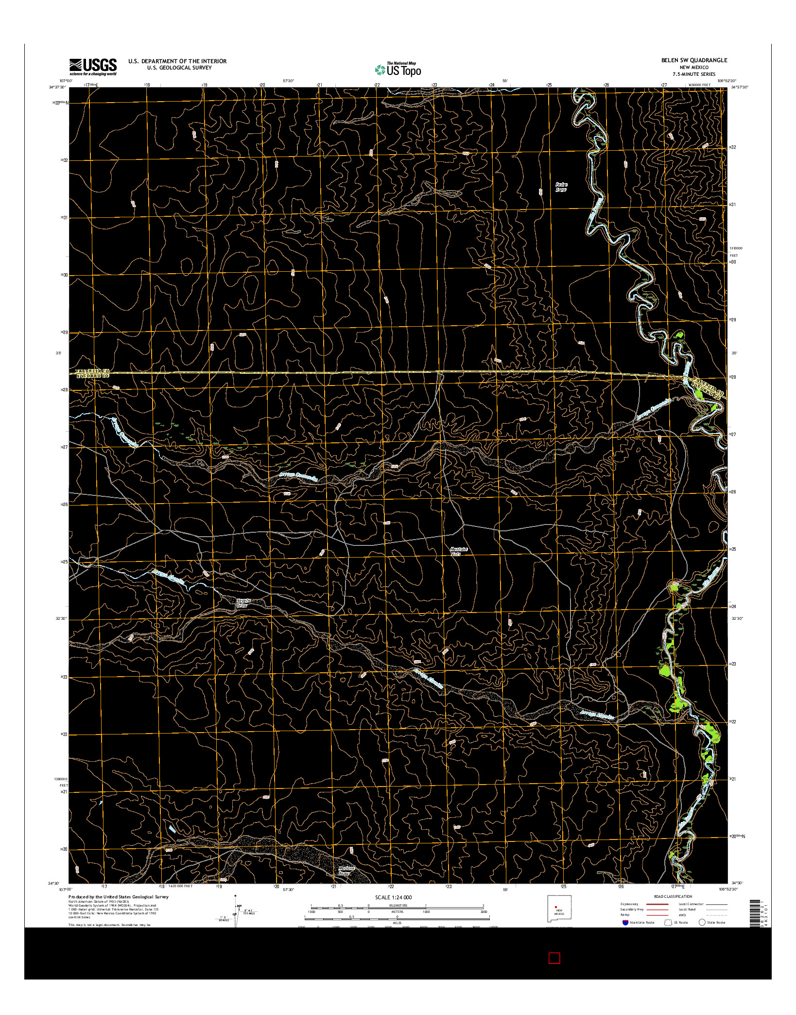 USGS US TOPO 7.5-MINUTE MAP FOR BELEN SW, NM 2017