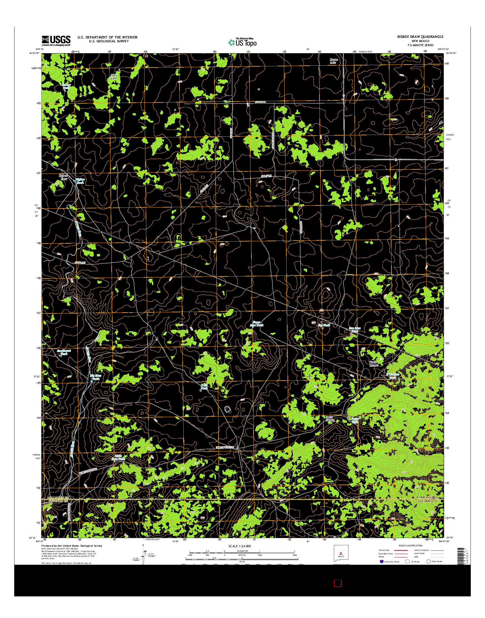 USGS US TOPO 7.5-MINUTE MAP FOR BIGBEE DRAW, NM 2017