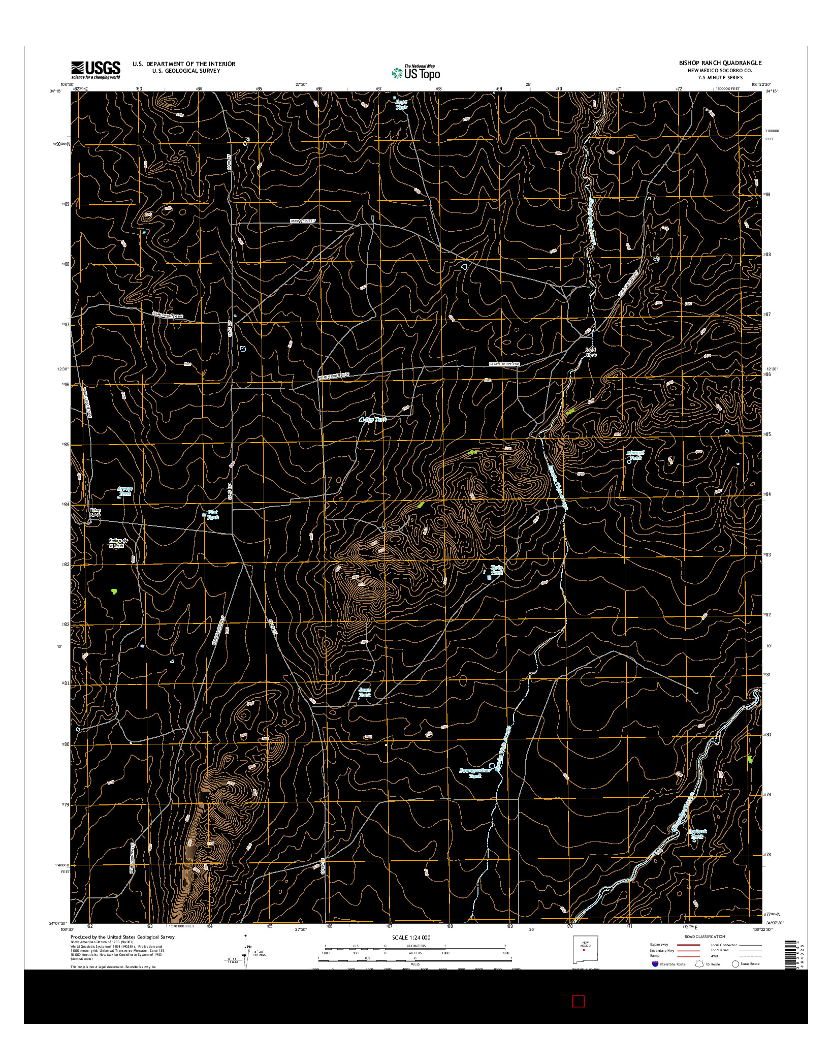 USGS US TOPO 7.5-MINUTE MAP FOR BISHOP RANCH, NM 2017