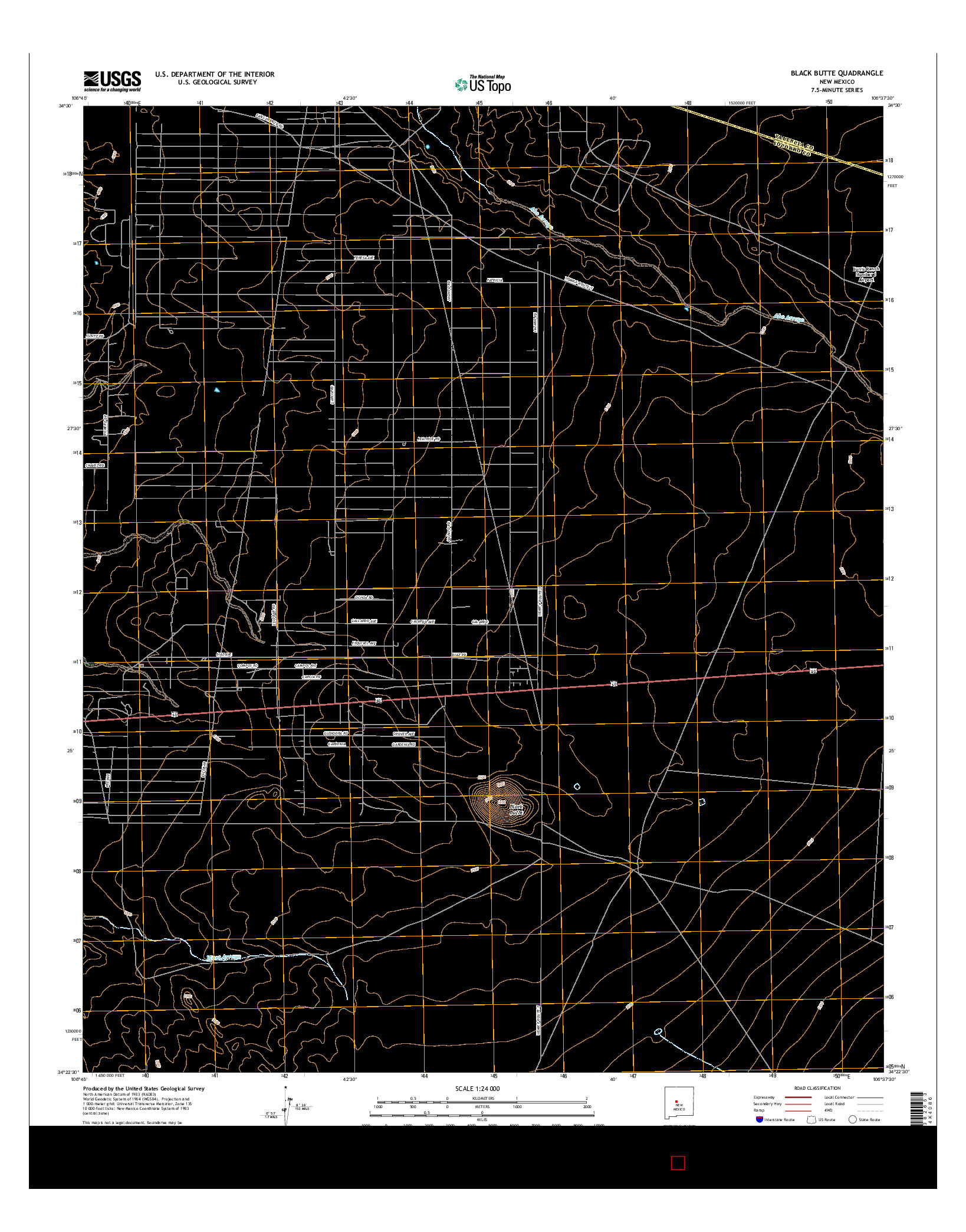 USGS US TOPO 7.5-MINUTE MAP FOR BLACK BUTTE, NM 2017