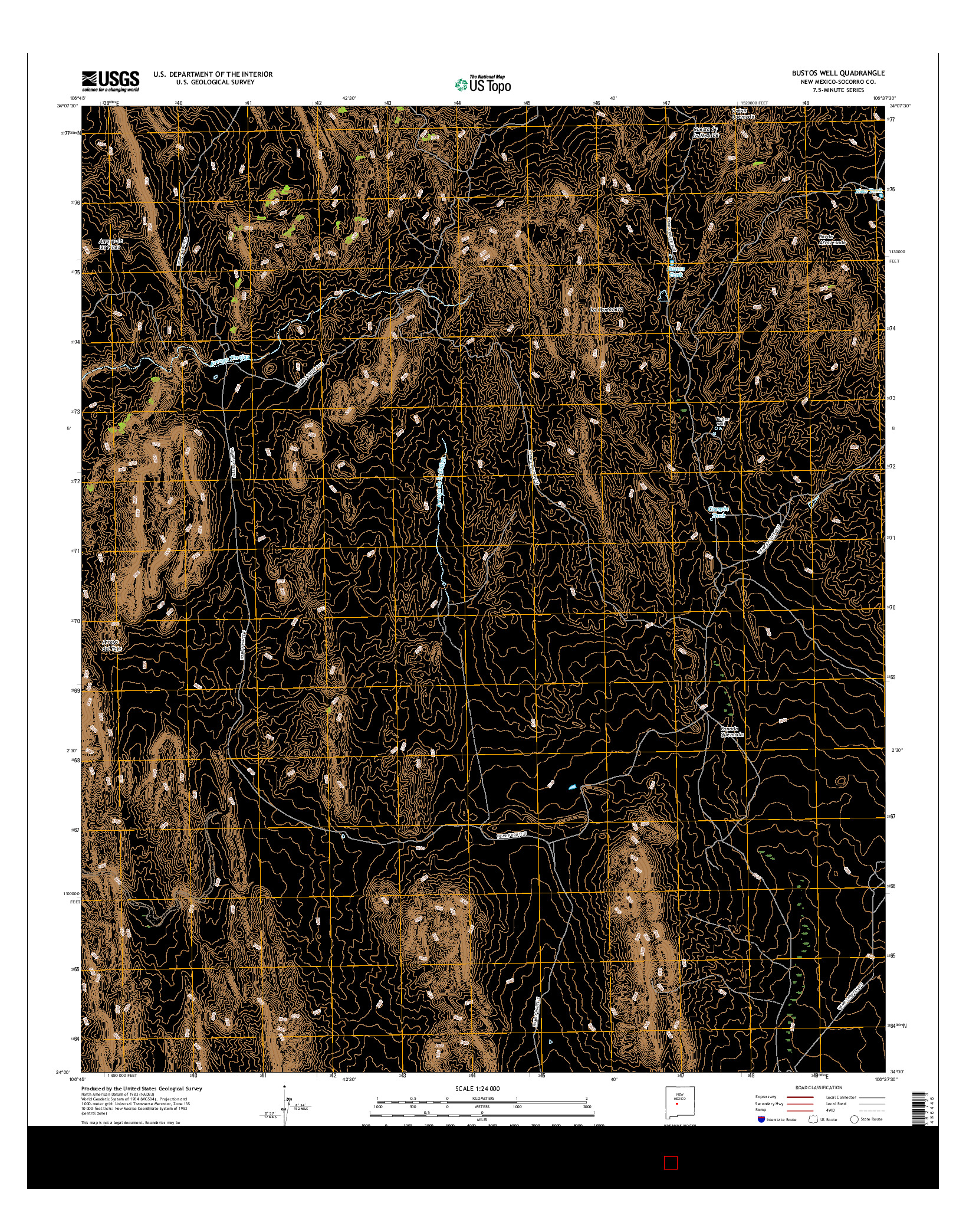 USGS US TOPO 7.5-MINUTE MAP FOR BUSTOS WELL, NM 2017