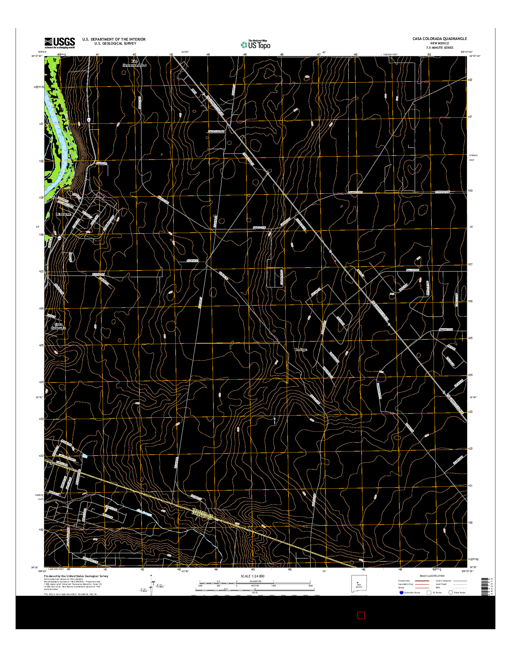 USGS US TOPO 7.5-MINUTE MAP FOR CASA COLORADA, NM 2017