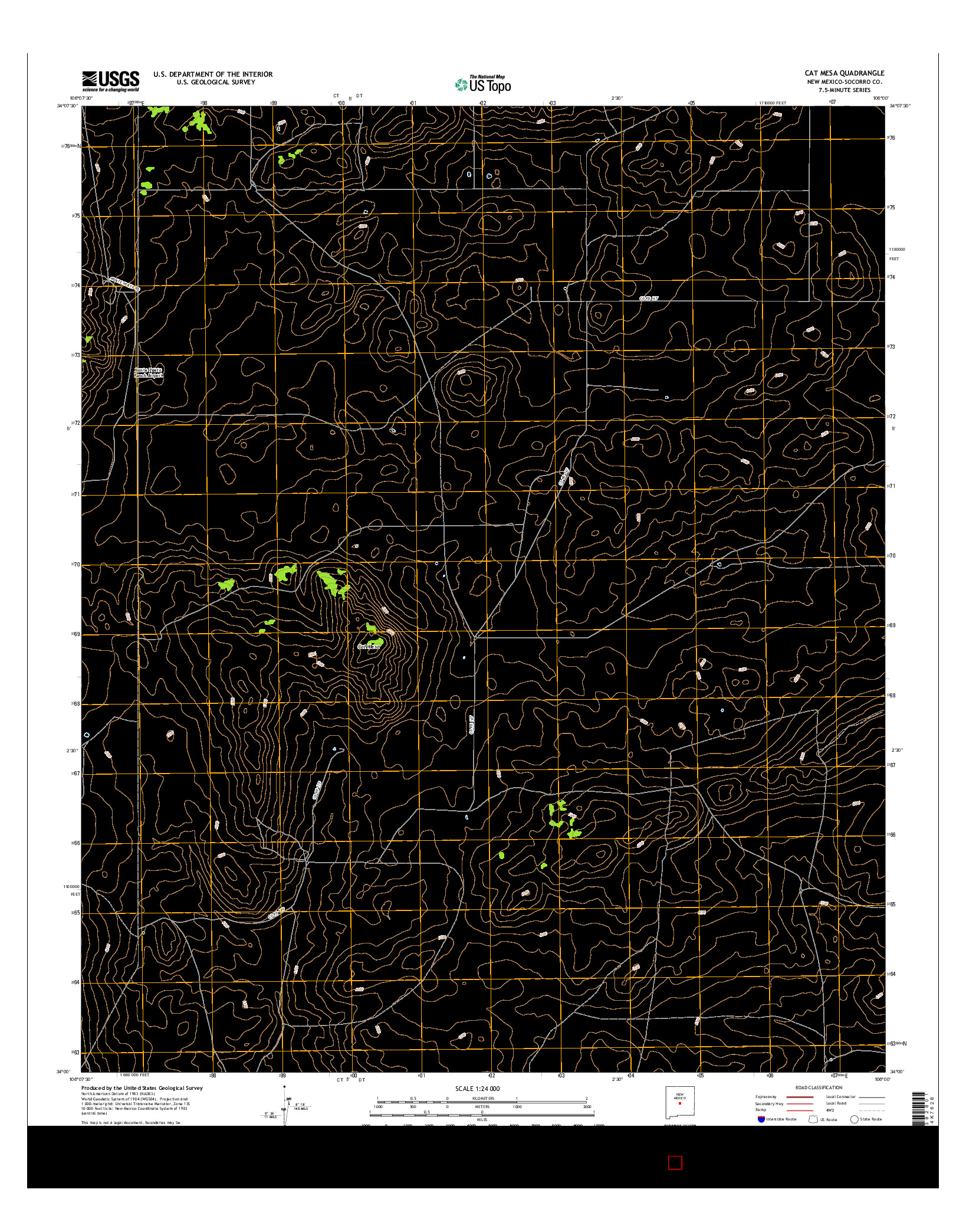 USGS US TOPO 7.5-MINUTE MAP FOR CAT MESA, NM 2017