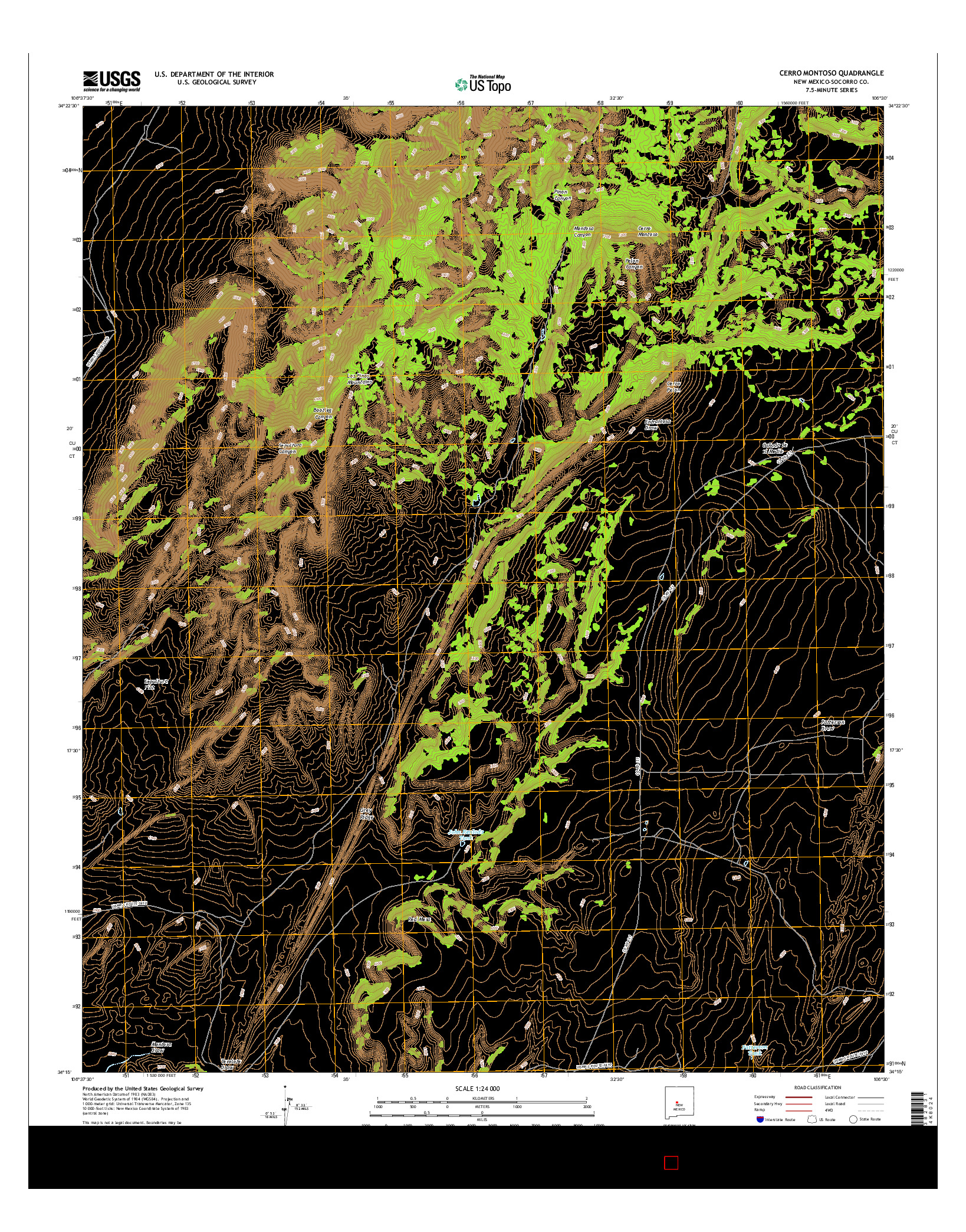 USGS US TOPO 7.5-MINUTE MAP FOR CERRO MONTOSO, NM 2017