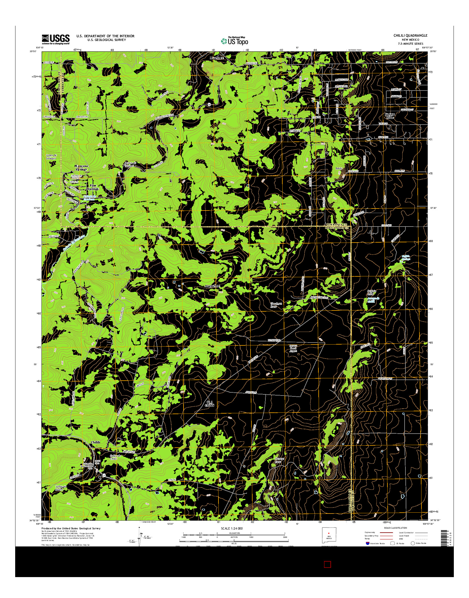 USGS US TOPO 7.5-MINUTE MAP FOR CHILILI, NM 2017