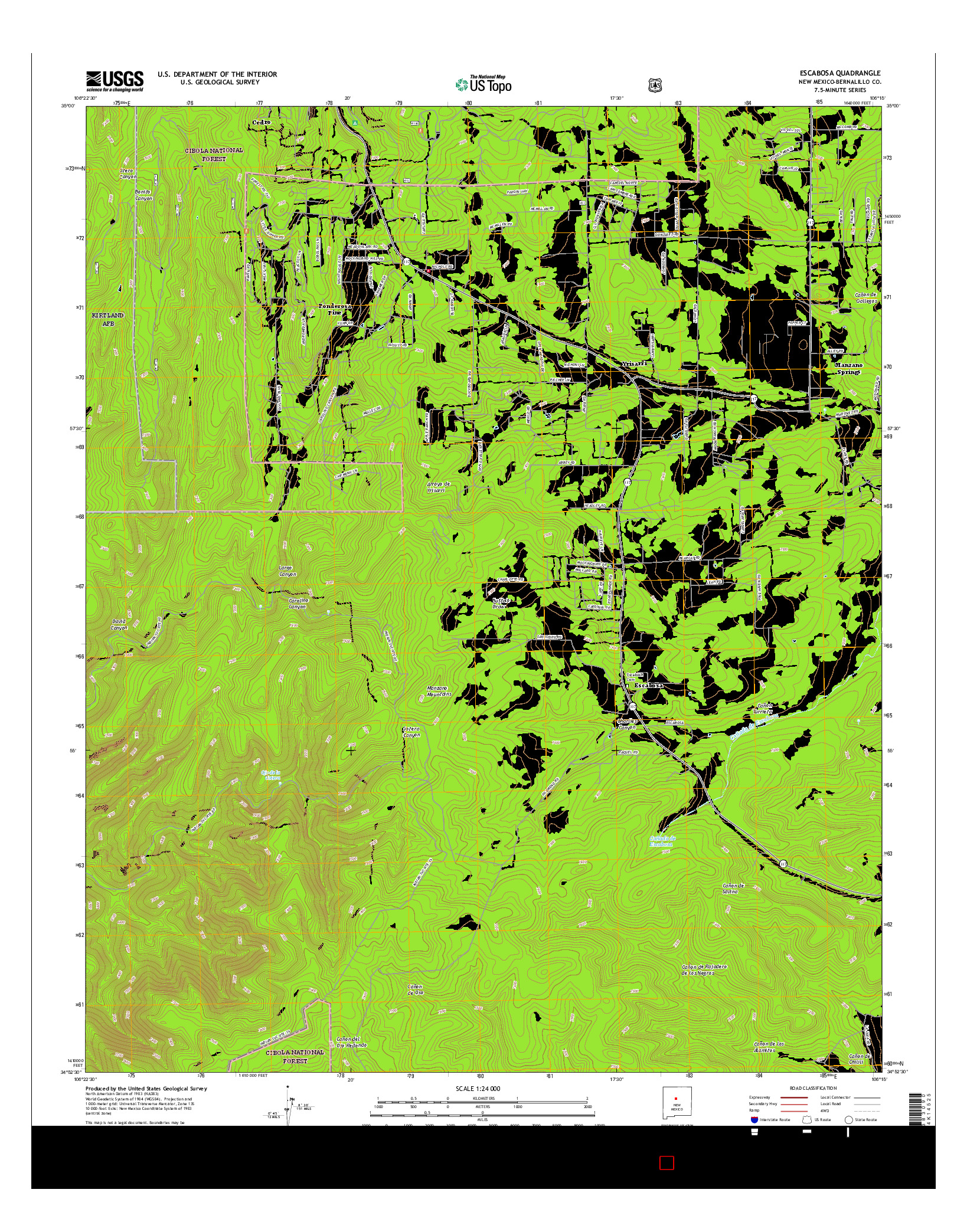 USGS US TOPO 7.5-MINUTE MAP FOR ESCABOSA, NM 2017