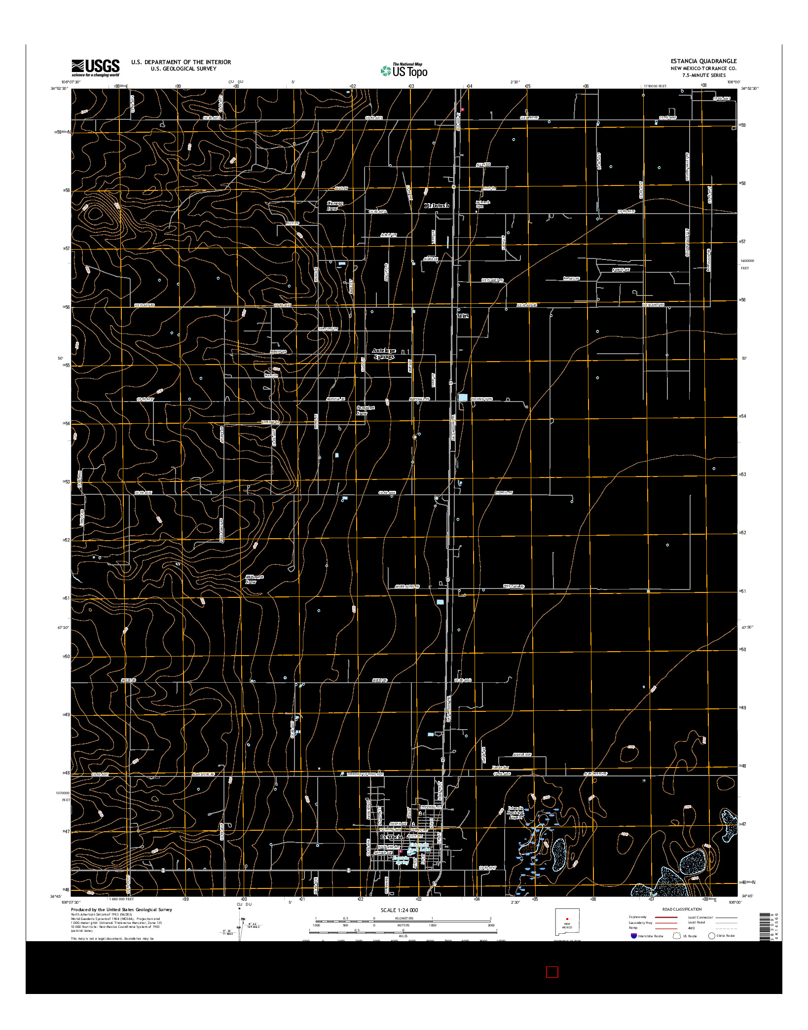 USGS US TOPO 7.5-MINUTE MAP FOR ESTANCIA, NM 2017