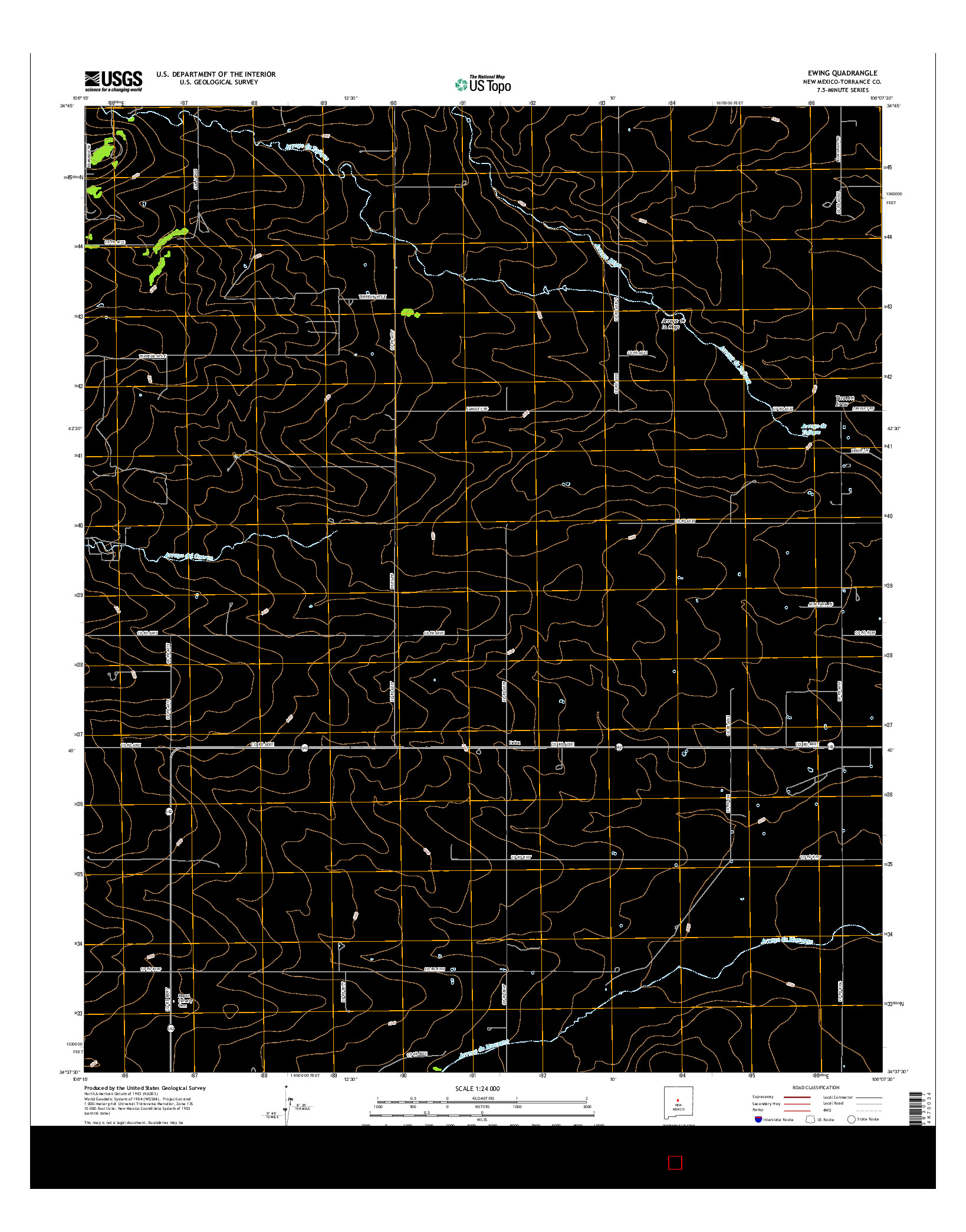 USGS US TOPO 7.5-MINUTE MAP FOR EWING, NM 2017