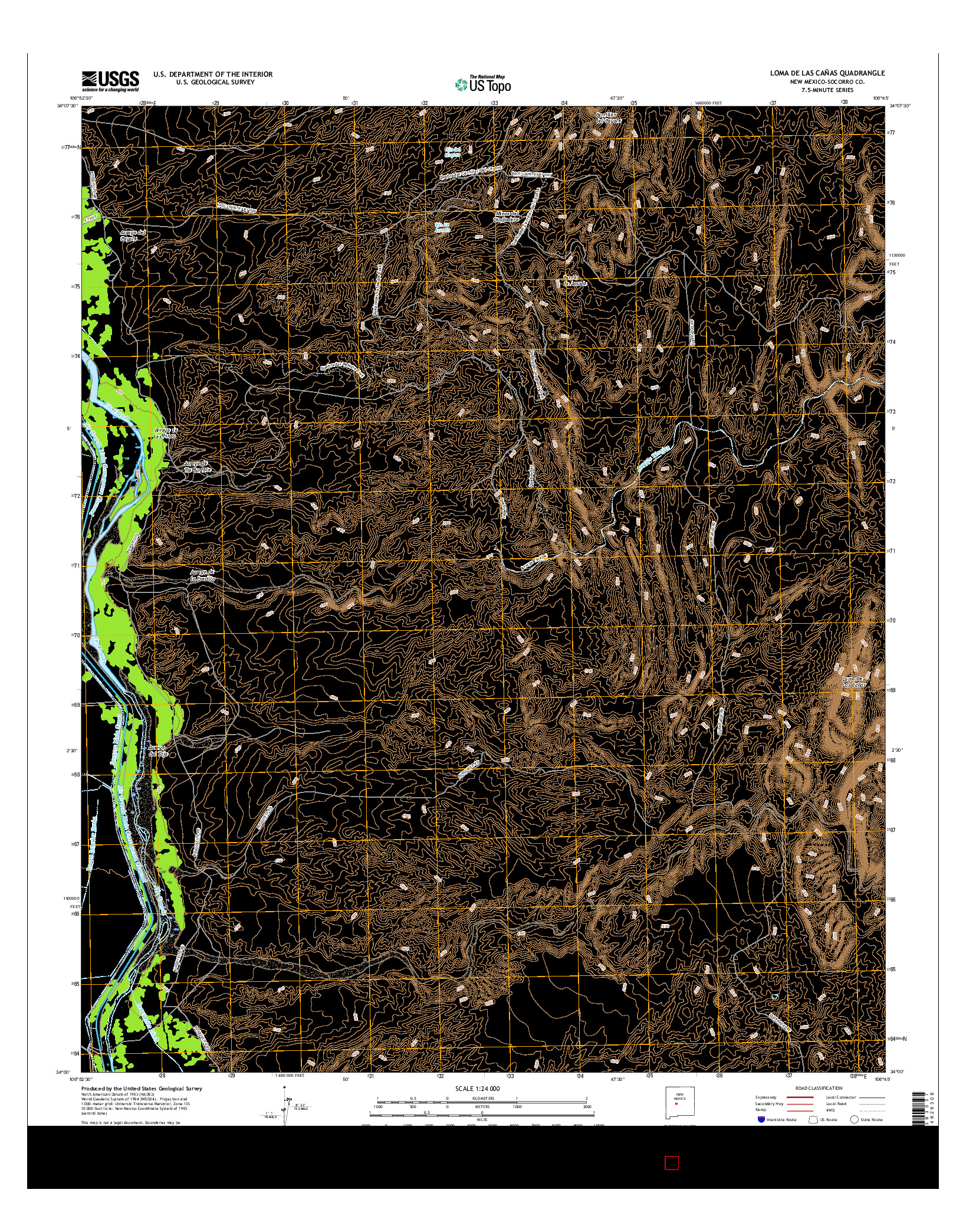 USGS US TOPO 7.5-MINUTE MAP FOR LOMA DE LAS CAñAS, NM 2017