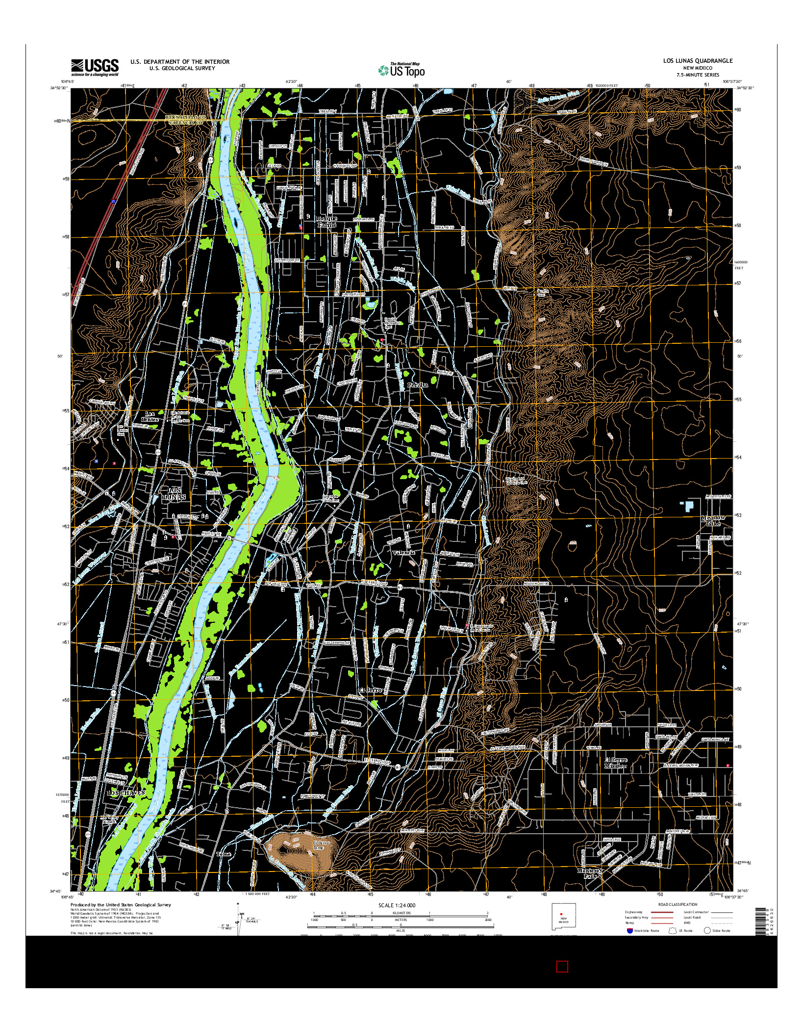 USGS US TOPO 7.5-MINUTE MAP FOR LOS LUNAS, NM 2017