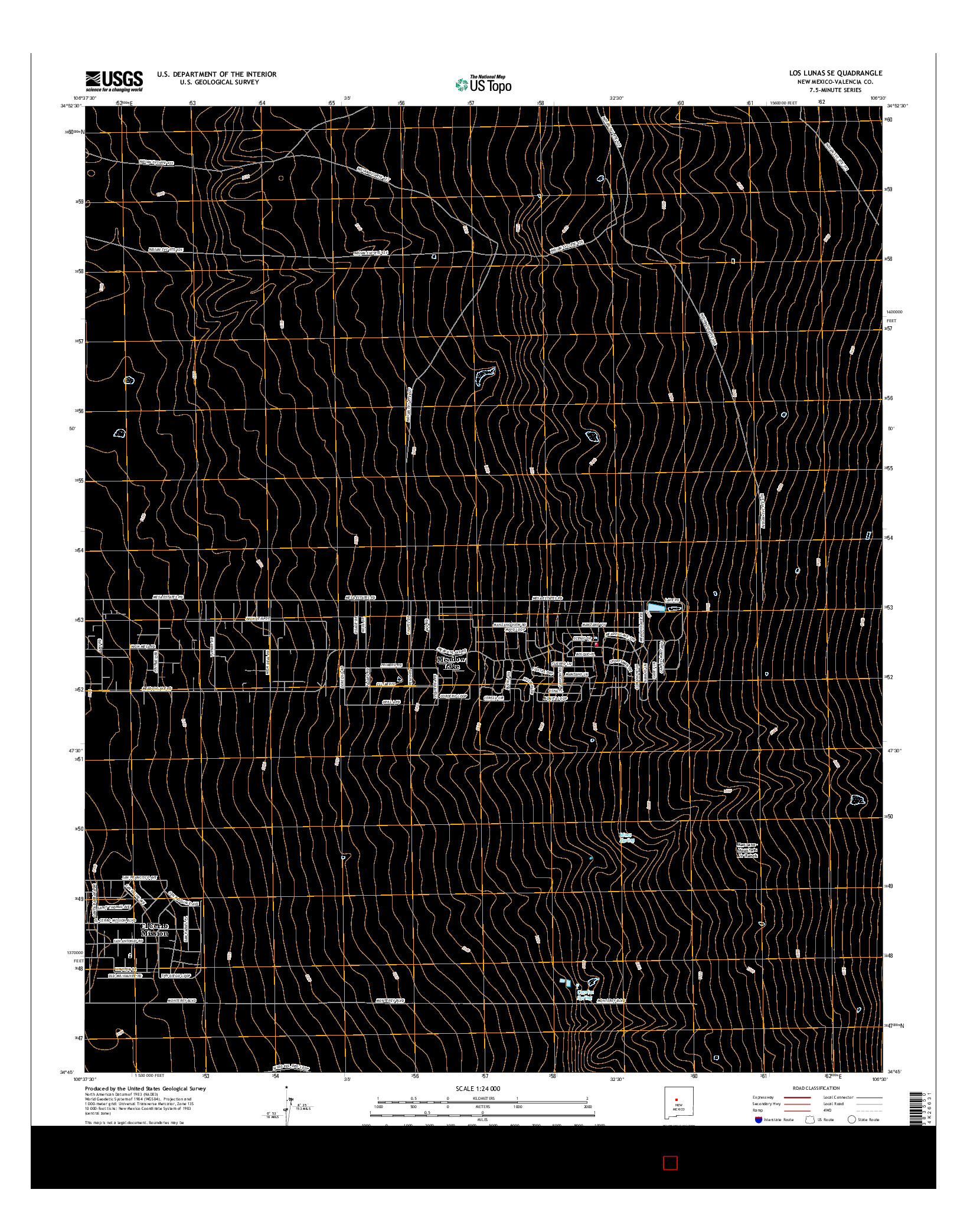 USGS US TOPO 7.5-MINUTE MAP FOR LOS LUNAS SE, NM 2017