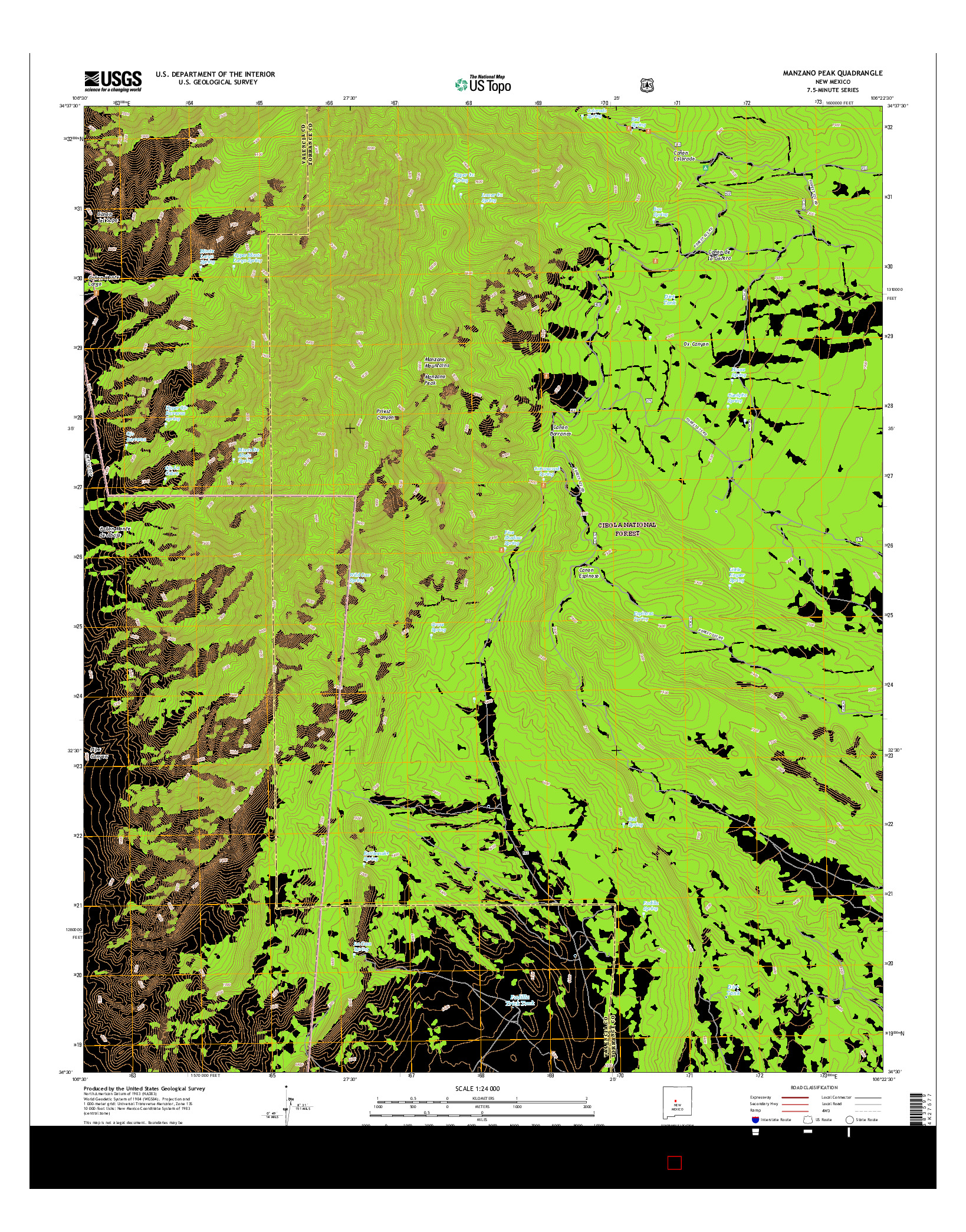 USGS US TOPO 7.5-MINUTE MAP FOR MANZANO PEAK, NM 2017