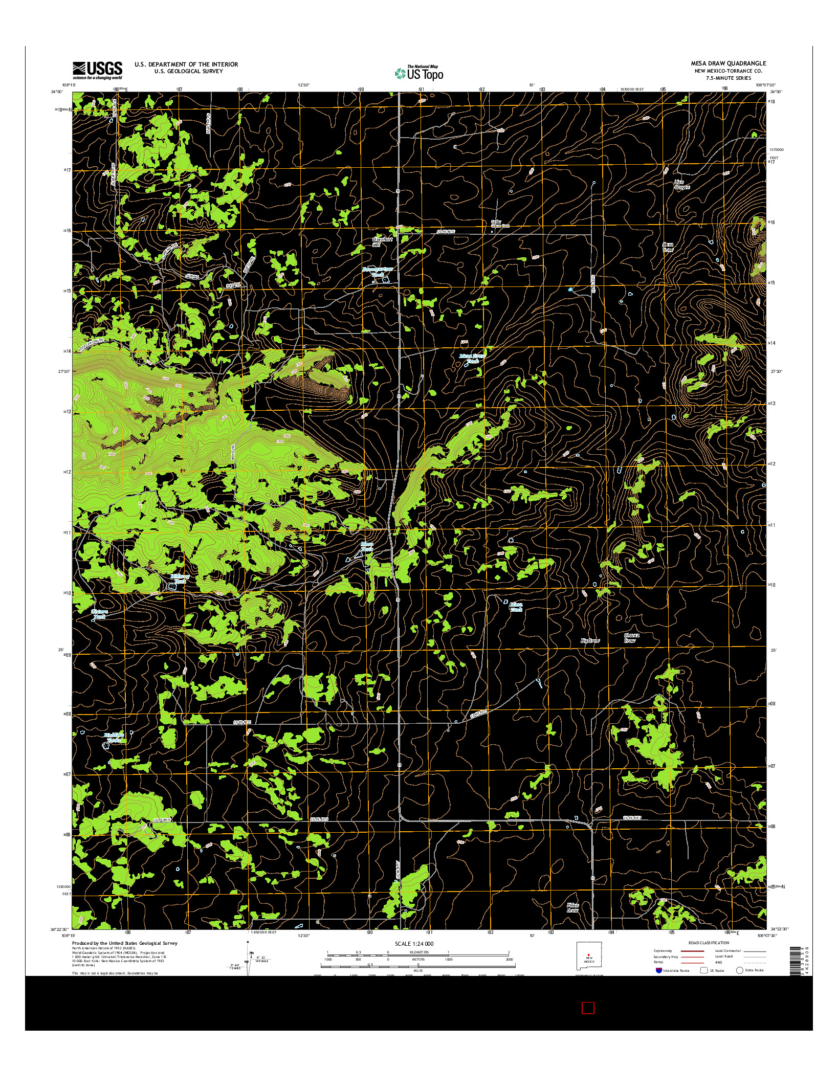 USGS US TOPO 7.5-MINUTE MAP FOR MESA DRAW, NM 2017