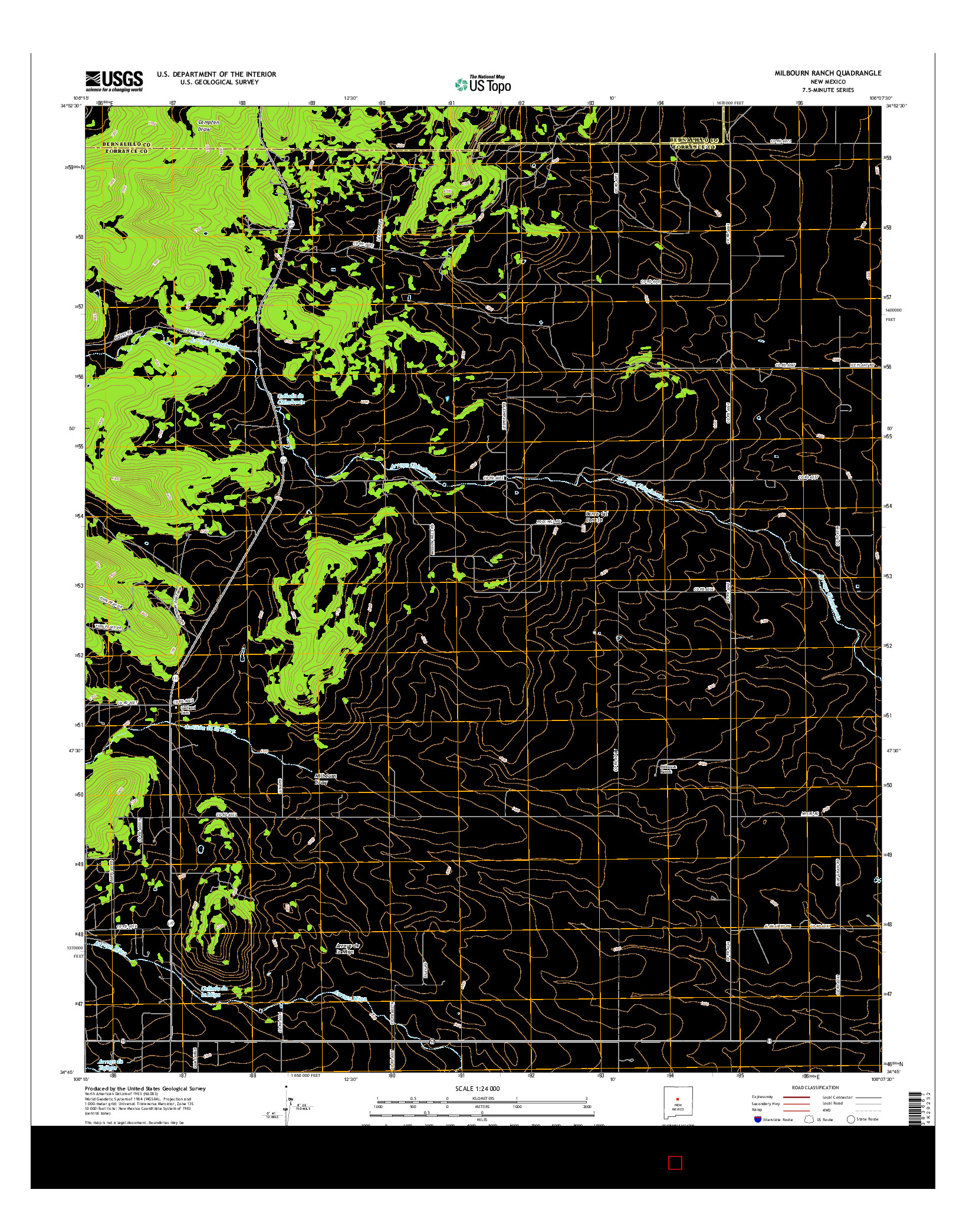 USGS US TOPO 7.5-MINUTE MAP FOR MILBOURN RANCH, NM 2017