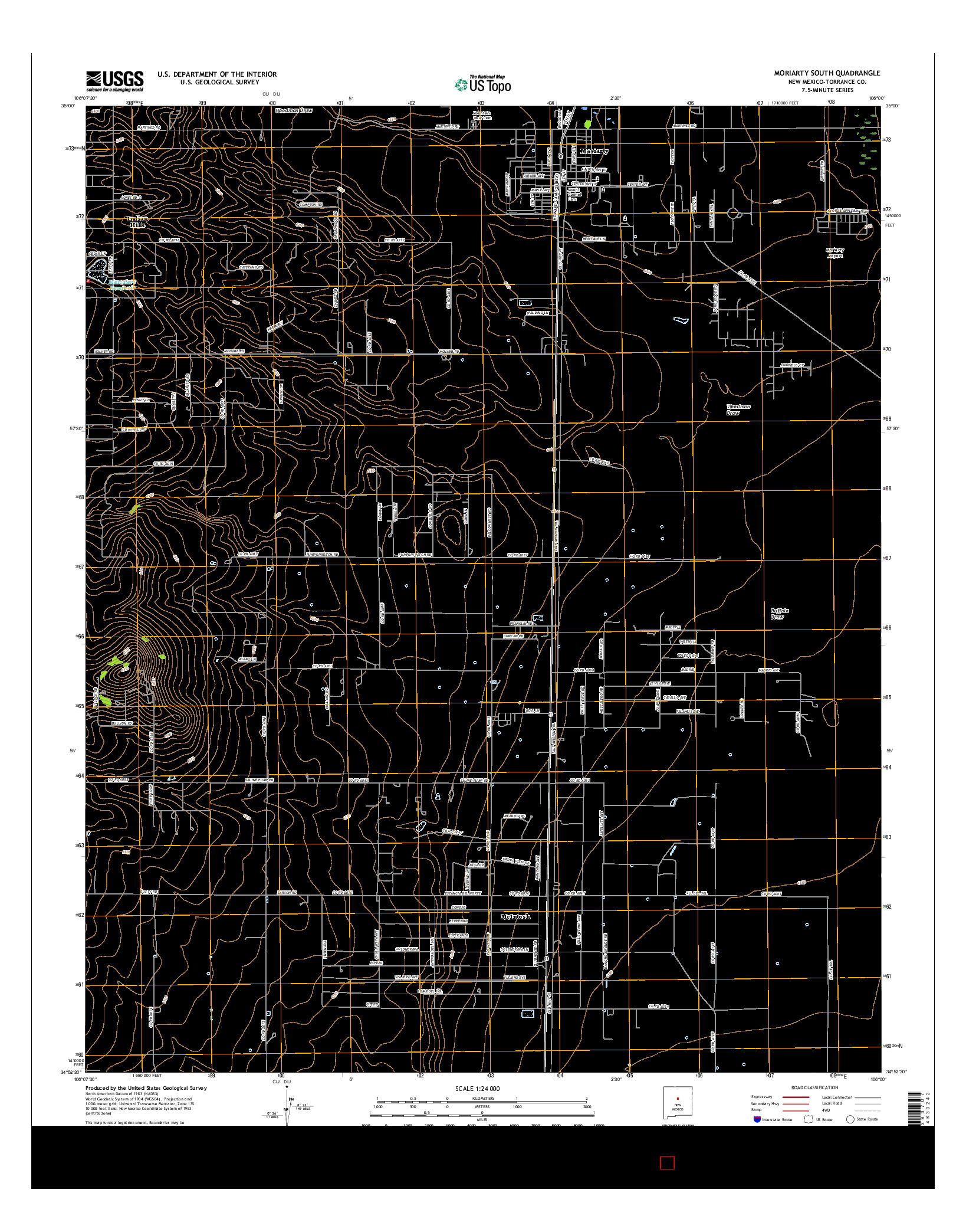 USGS US TOPO 7.5-MINUTE MAP FOR MORIARTY SOUTH, NM 2017