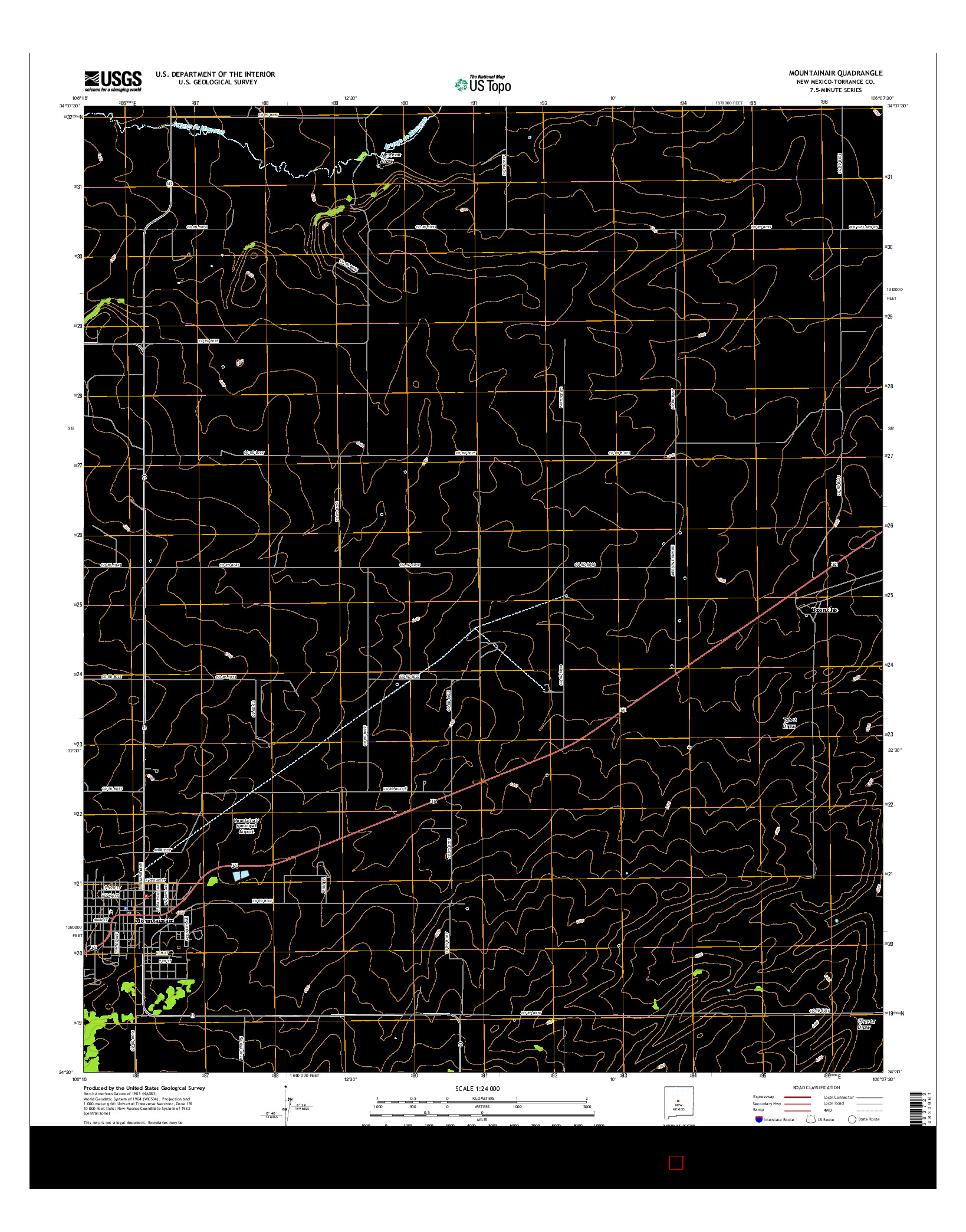 USGS US TOPO 7.5-MINUTE MAP FOR MOUNTAINAIR, NM 2017