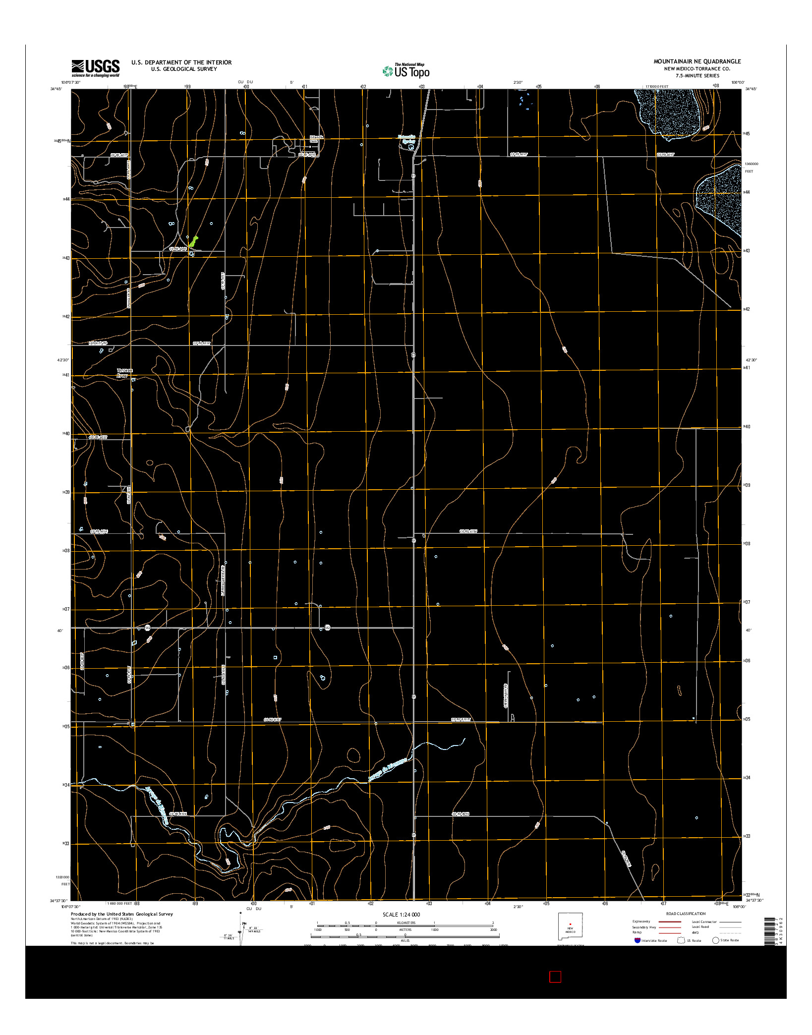 USGS US TOPO 7.5-MINUTE MAP FOR MOUNTAINAIR NE, NM 2017