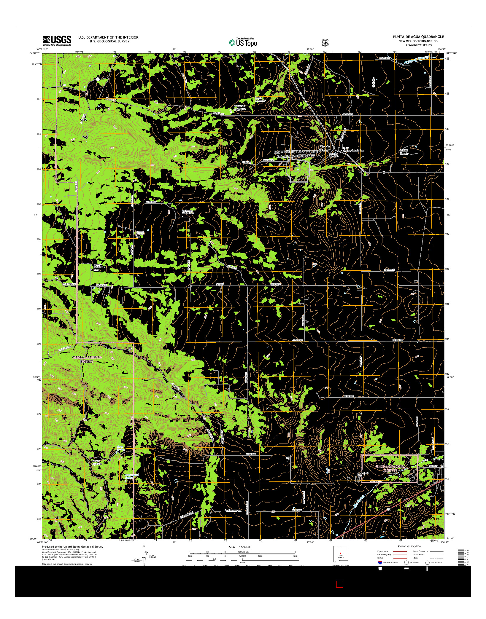 USGS US TOPO 7.5-MINUTE MAP FOR PUNTA DE AGUA, NM 2017