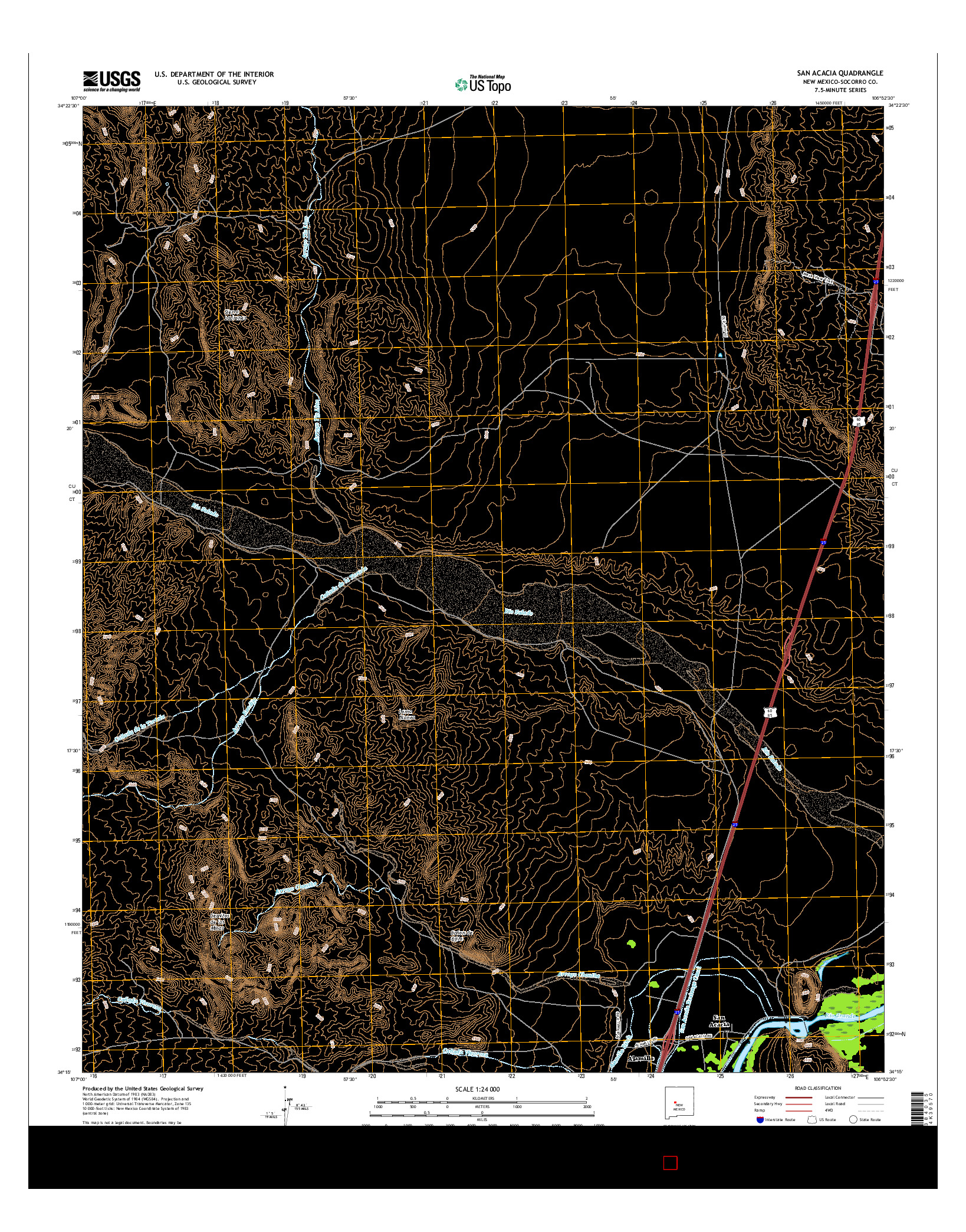 USGS US TOPO 7.5-MINUTE MAP FOR SAN ACACIA, NM 2017