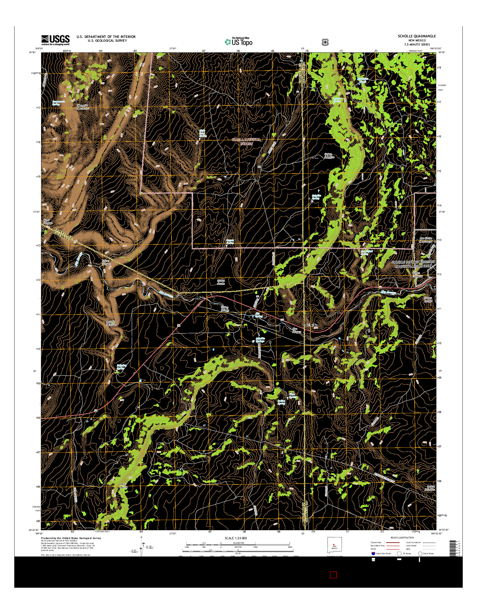 USGS US TOPO 7.5-MINUTE MAP FOR SCHOLLE, NM 2017