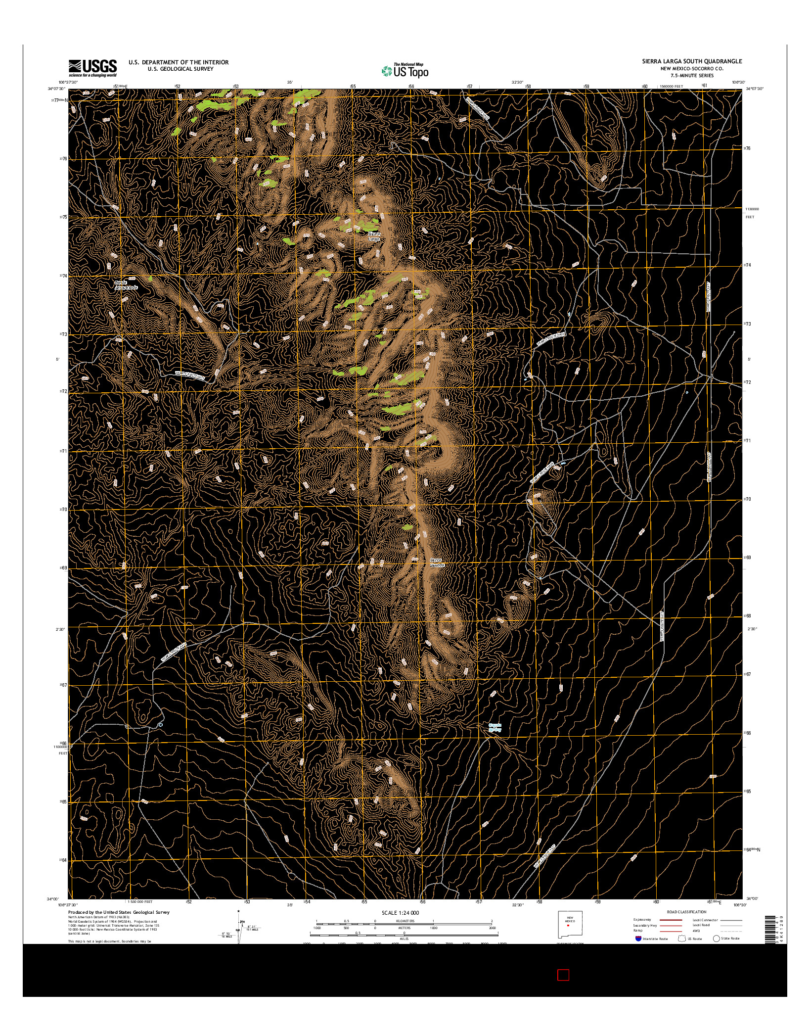 USGS US TOPO 7.5-MINUTE MAP FOR SIERRA LARGA SOUTH, NM 2017