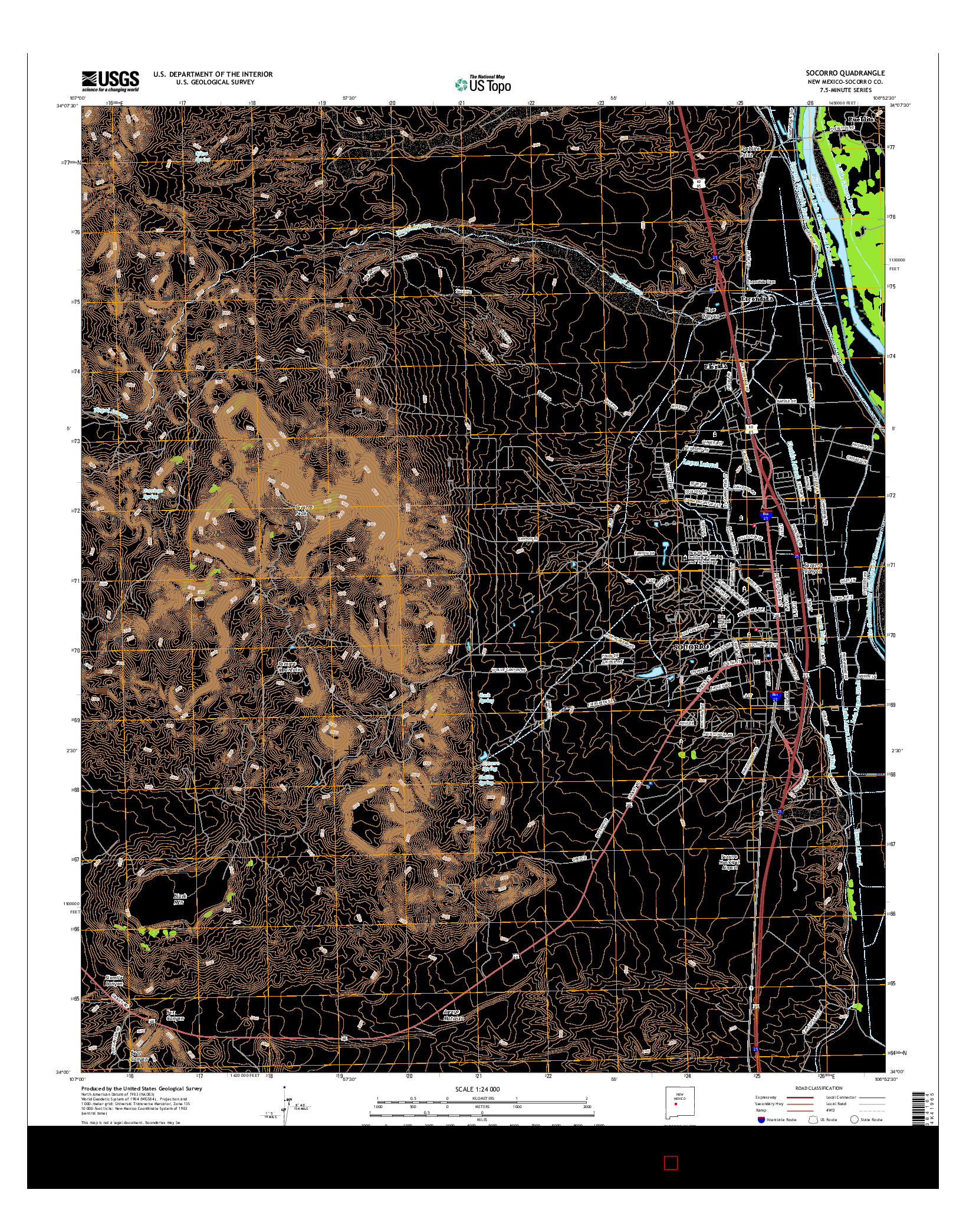 USGS US TOPO 7.5-MINUTE MAP FOR SOCORRO, NM 2017