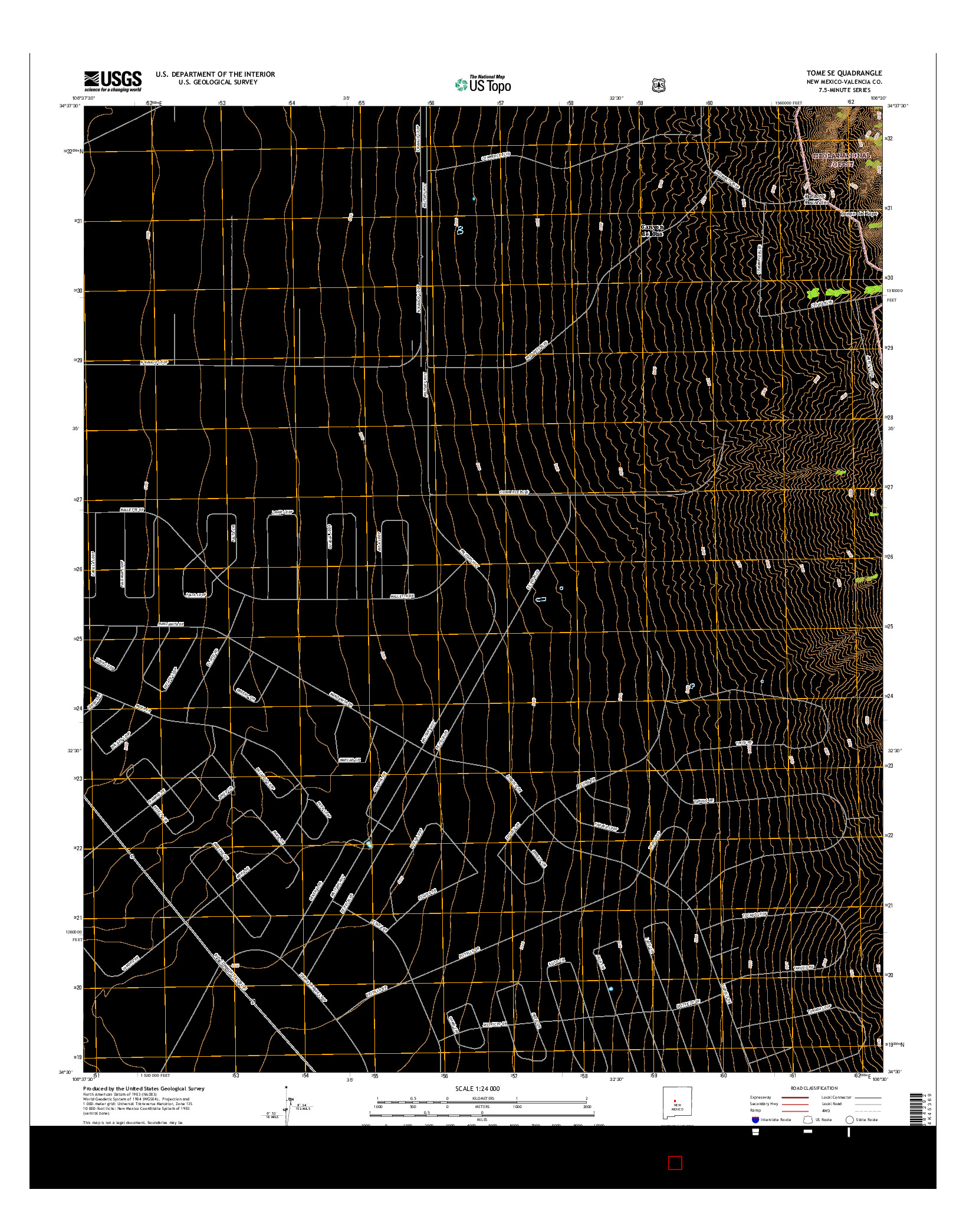 USGS US TOPO 7.5-MINUTE MAP FOR TOME SE, NM 2017